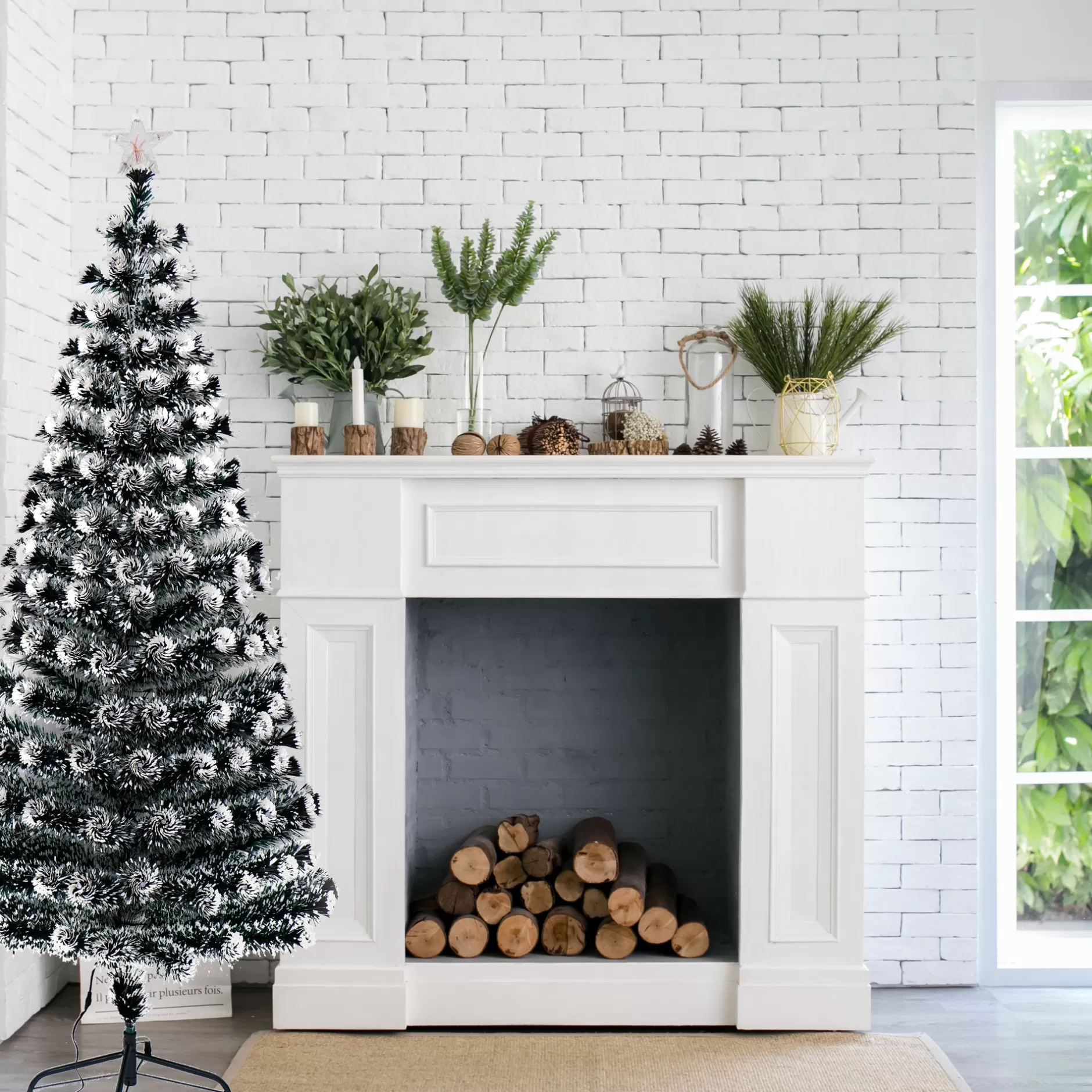 Store Ct6Ft011 Artificial Indoor Christmas Holiday Optics Tree With Multi-Colored Led Lights - 6 Foot Fiber Optic