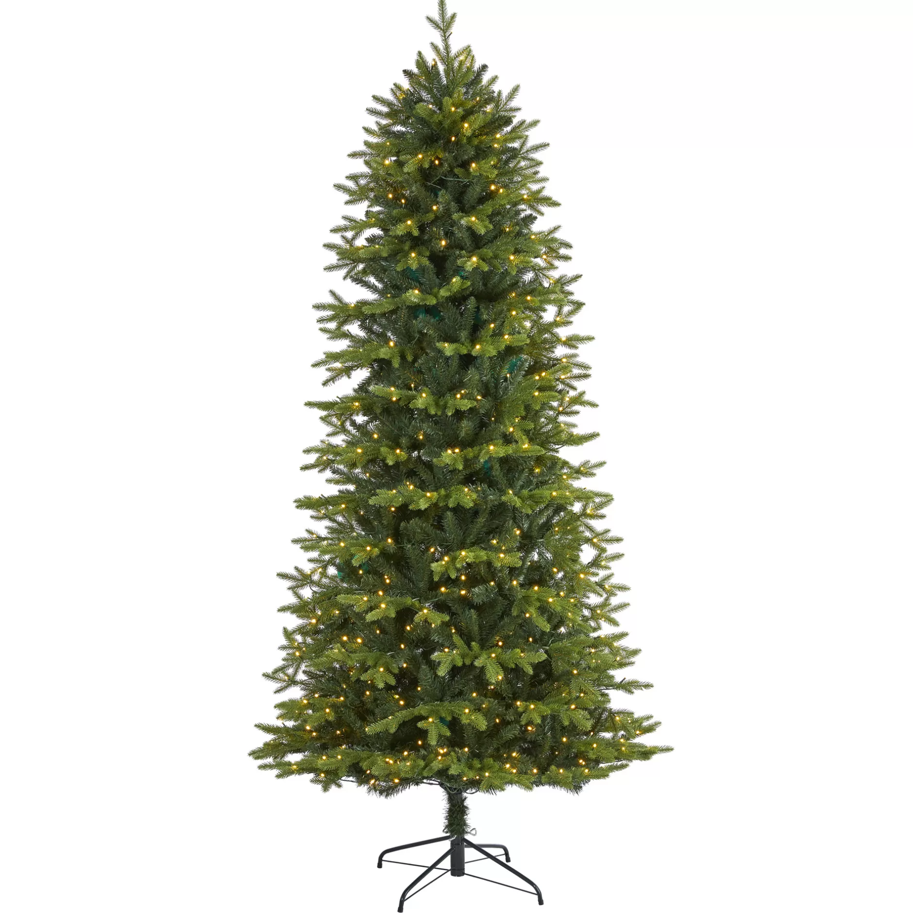 New 8' Belgium Fir Artificial Christmas Tree, Clear Led Lights Colorful