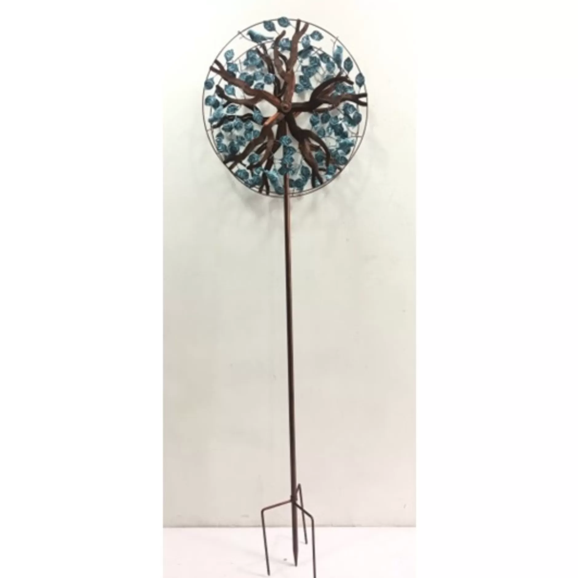 Cheap 84" Blue And Brown Modern Wind Spinner - Bistratal Tree Pre-Lit