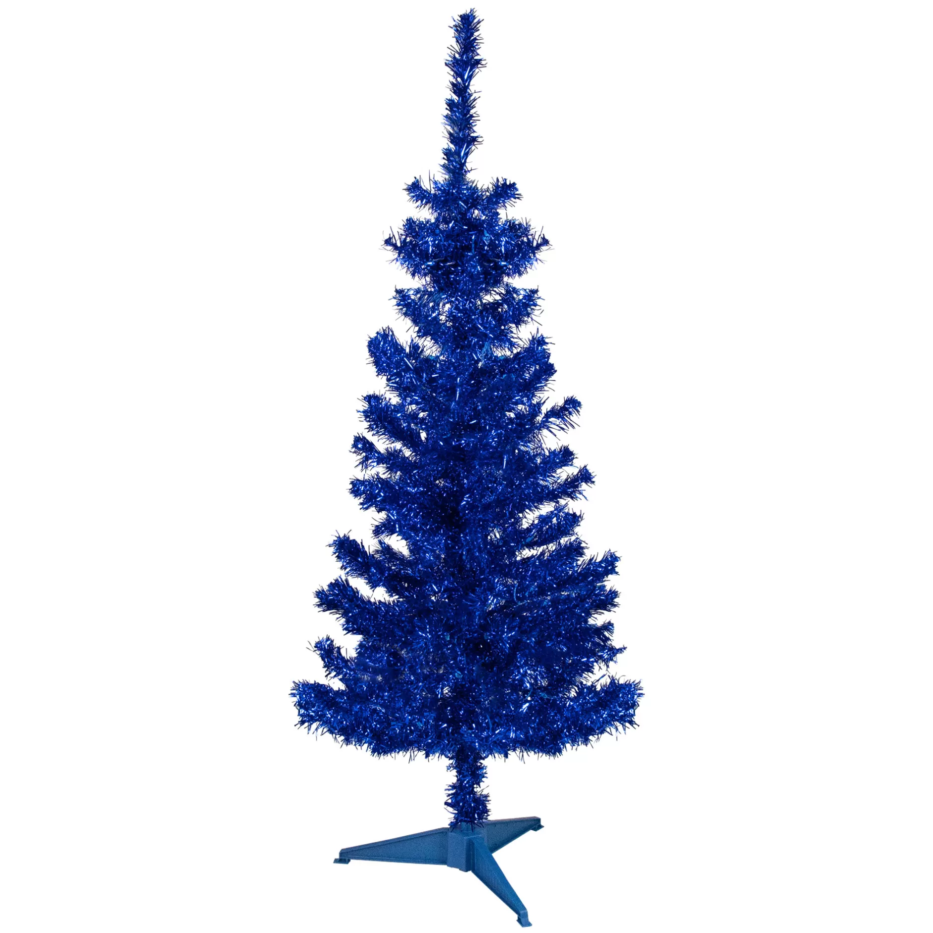 Flash Sale 4' Blue Artificial Tinsel Christmas Tree, Unlit Colorful