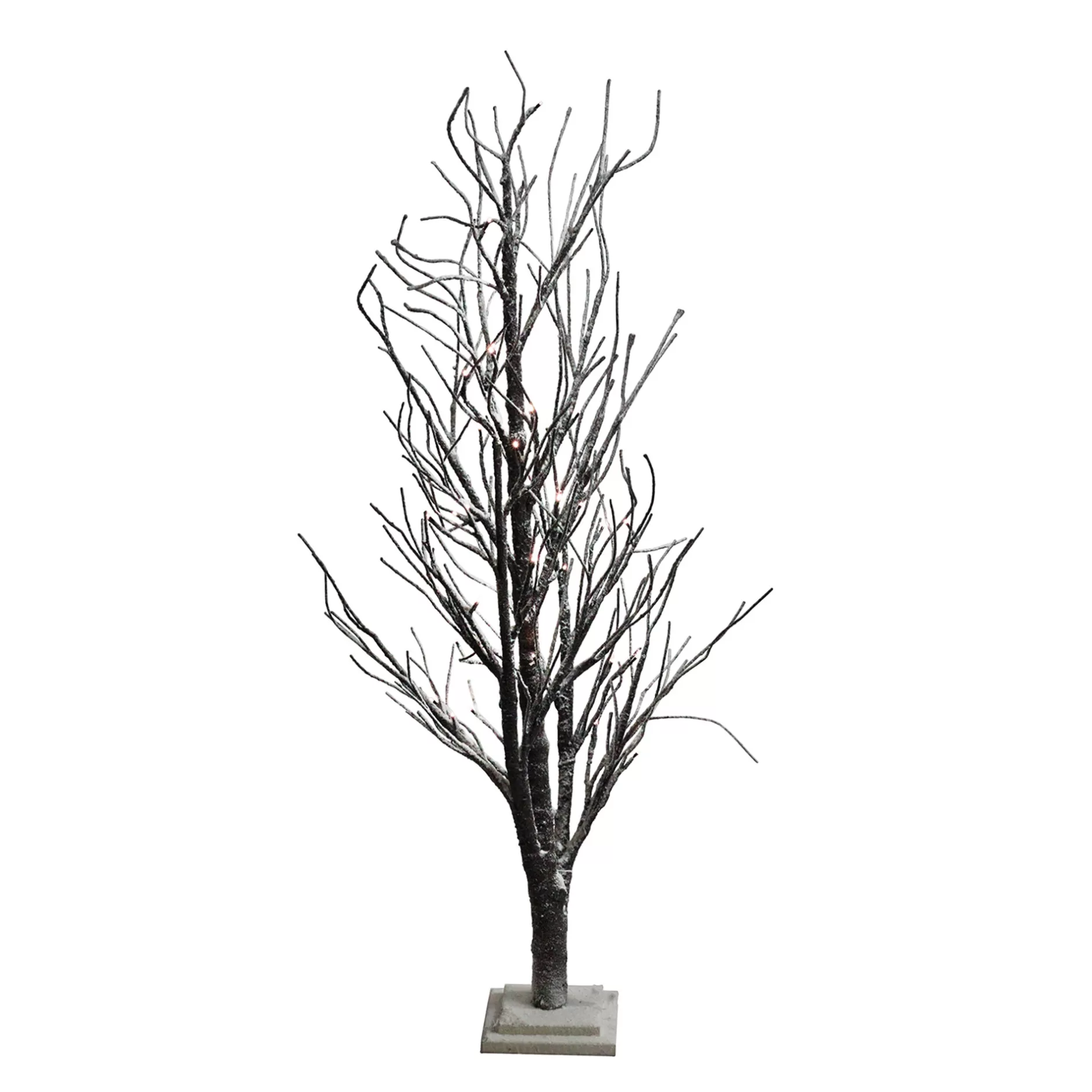 Fashion 4' Brown Led Lighted Frosted Twig Tree Table Top Decoration - Warm Clear Lights Flocked