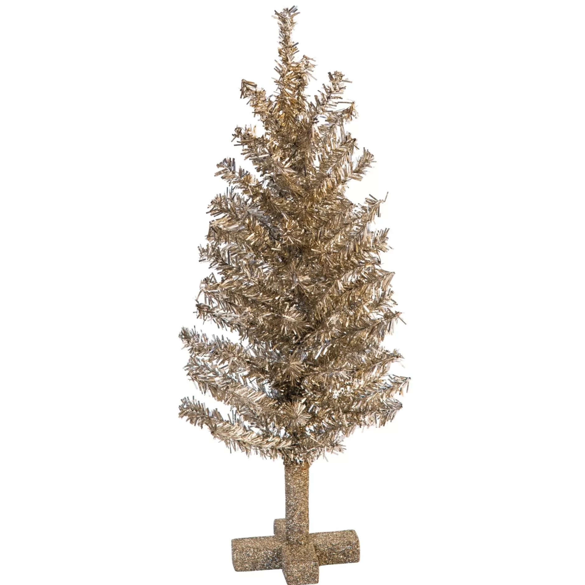 Best 16" Champagne Gold Glittering Christmas Tree Tabletop Decor Colorful