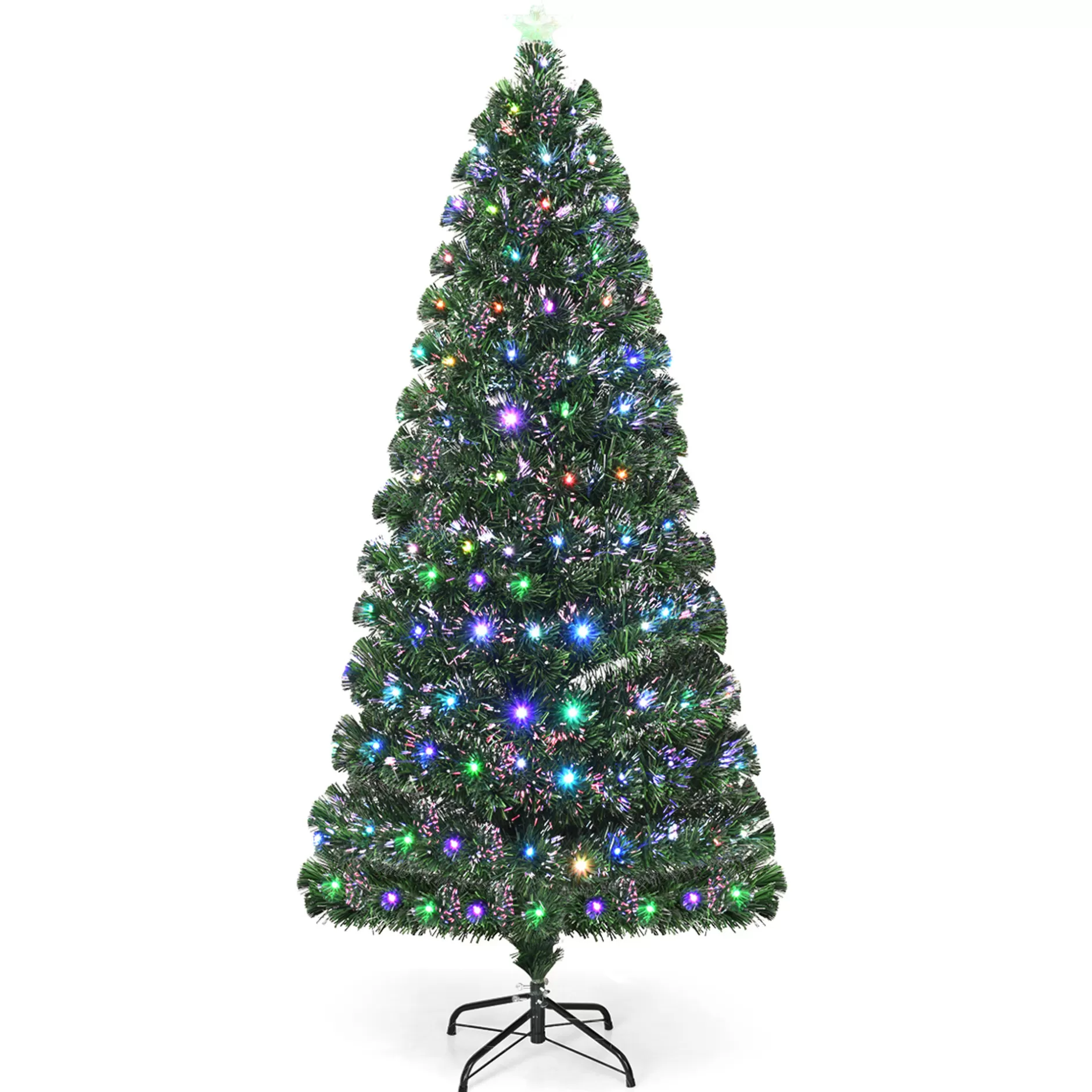 Cheap 6Ft Fiber Optic Christmas Tree 225 Multicolor Led Lights Colorful