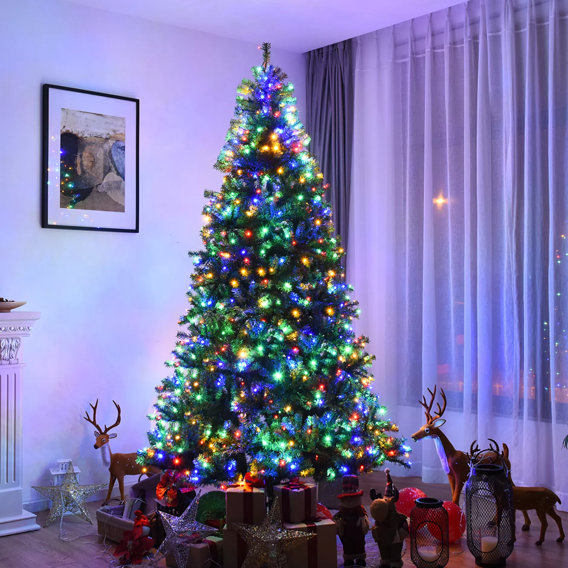 Outlet 8Ft Pre-Lit Artificial Christmas Tree Hinged 750 Led Lights Pre-Lit