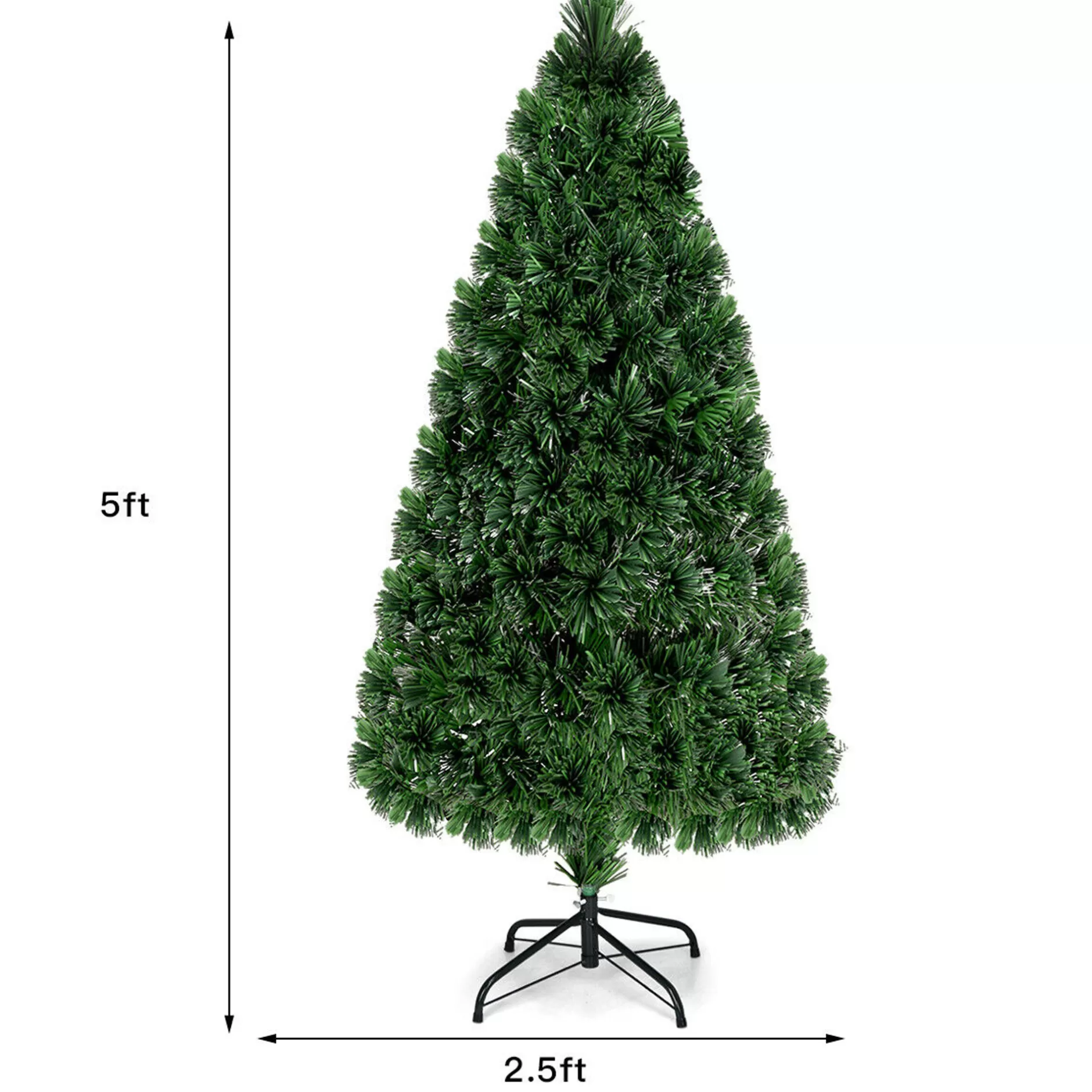 Sale 5Ft Pre-Lit Fiber Optic Pvc Christmas Tree Metal Holiday Pre-Lit