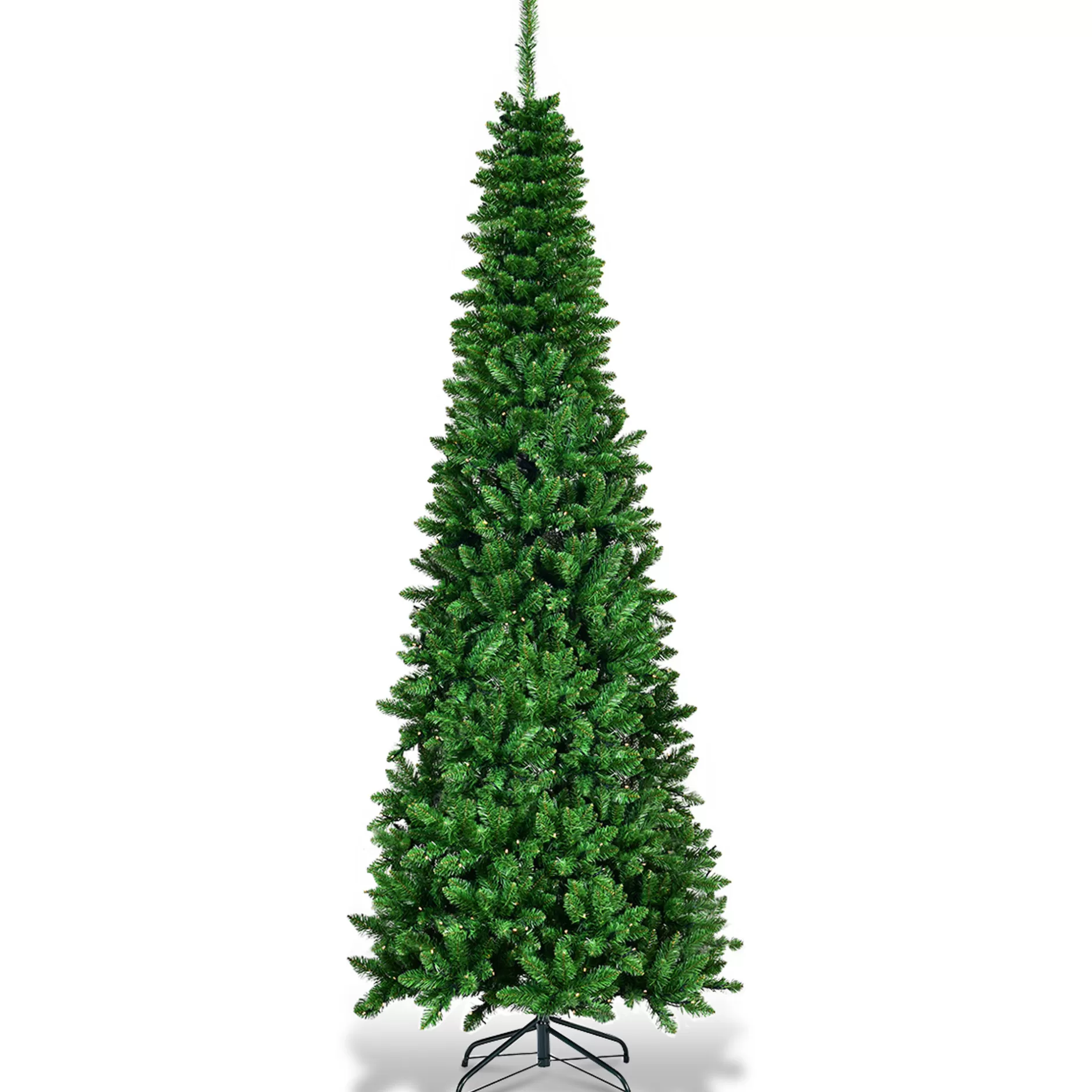 Best 7.5Ft Pre-Lit Hinged Pencil Christmas Tree 350 White Lights Pre-Lit