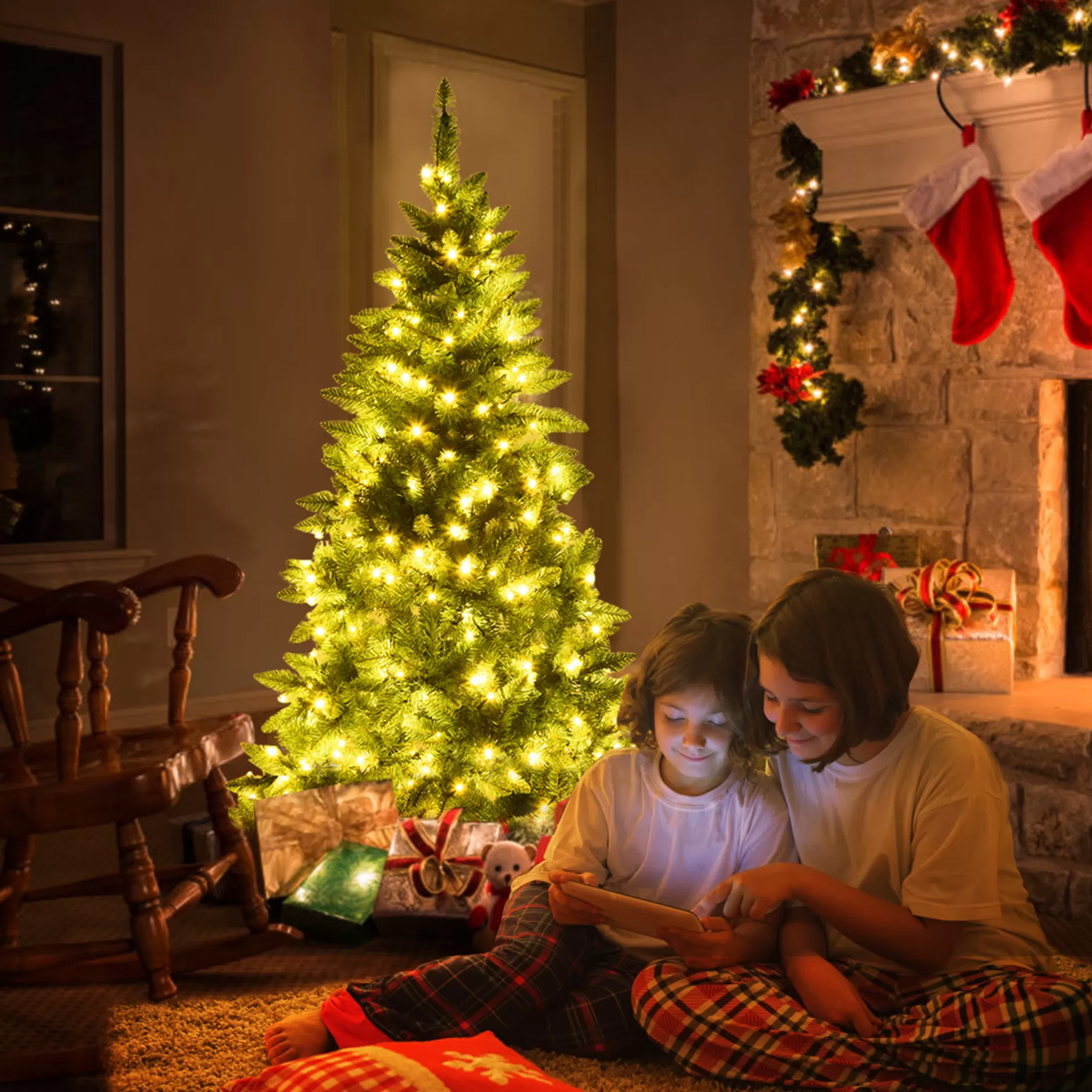 Sale 6Ft Pre-Lit Pvc Artificial Half Christmas Tree 250 Led Lights Pre-Lit