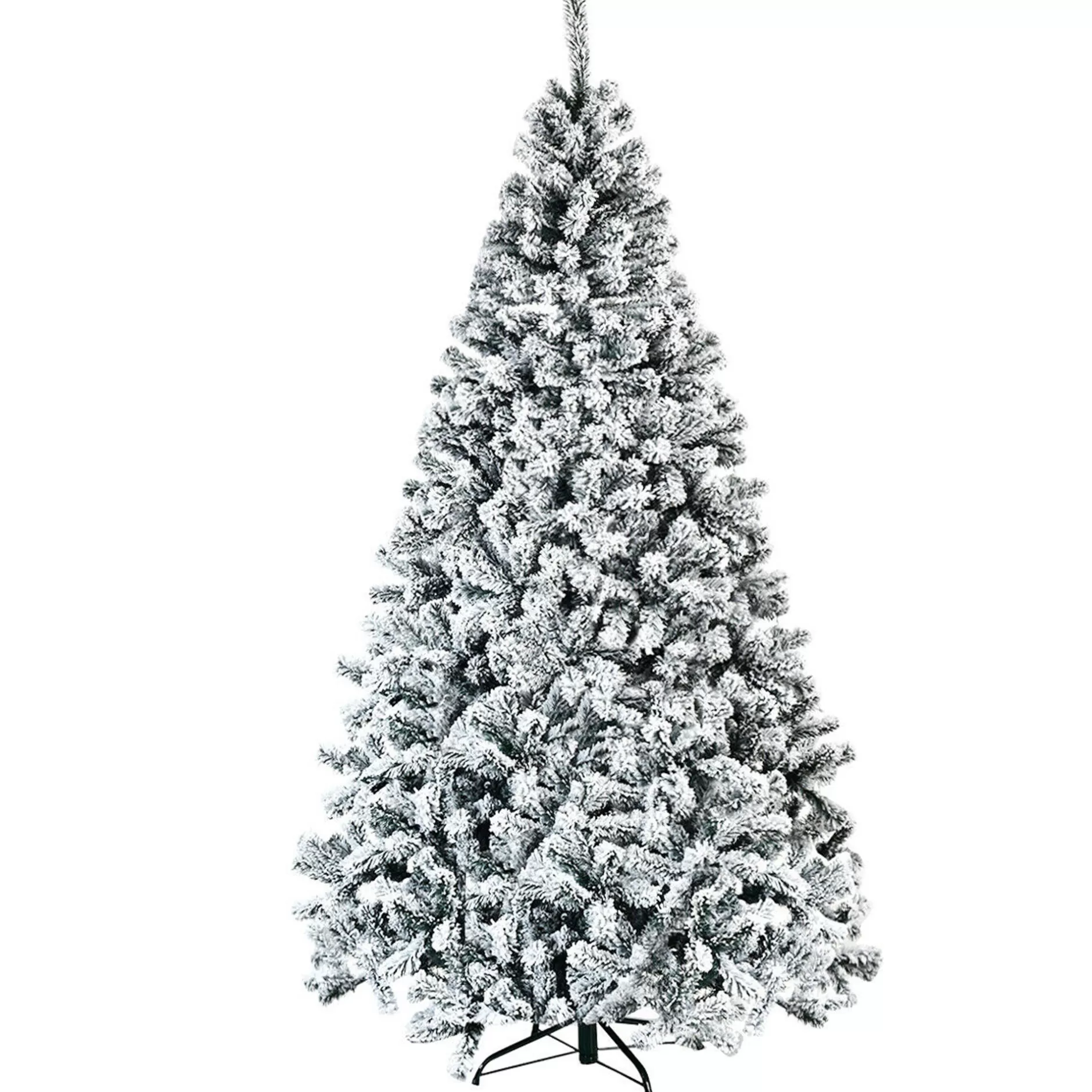 Outlet 7.5Ft Snow Flocked Hinged Christmas Tree Unlit Metal Stand Fiber Optic