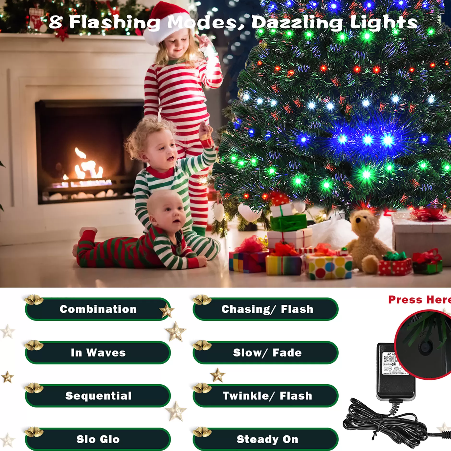 Discount 5'/6'/7'Pre-Lit Fiber Optic Christmas Tree Multicolor Lights - Cm20571 Pre-Lit