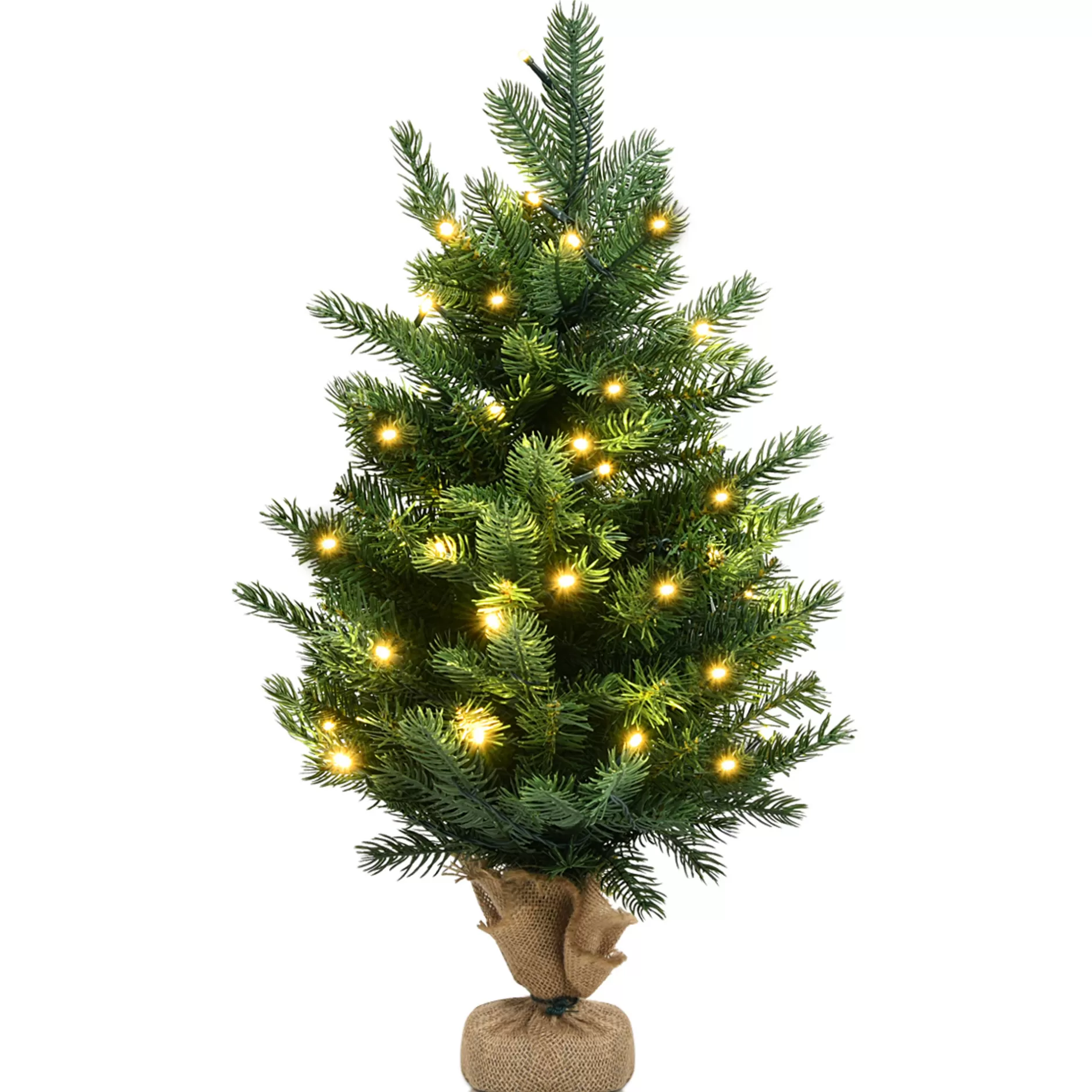 Fashion 24''Pre-Lit Tabletop Fir Christmas Tree 35 Led Lights Timer Pre-Lit