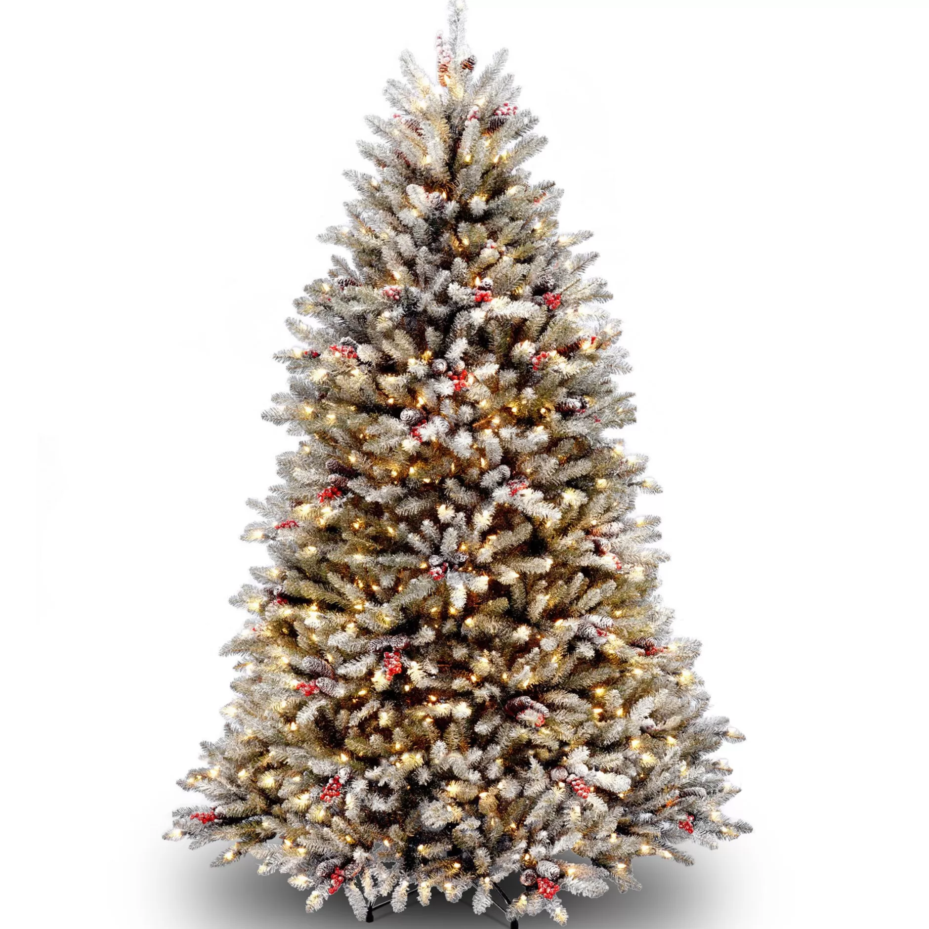 Best 6.5' Dunhill Fir Artificial Christmas Tree With Red Berries – Clear Lights Pre-Lit