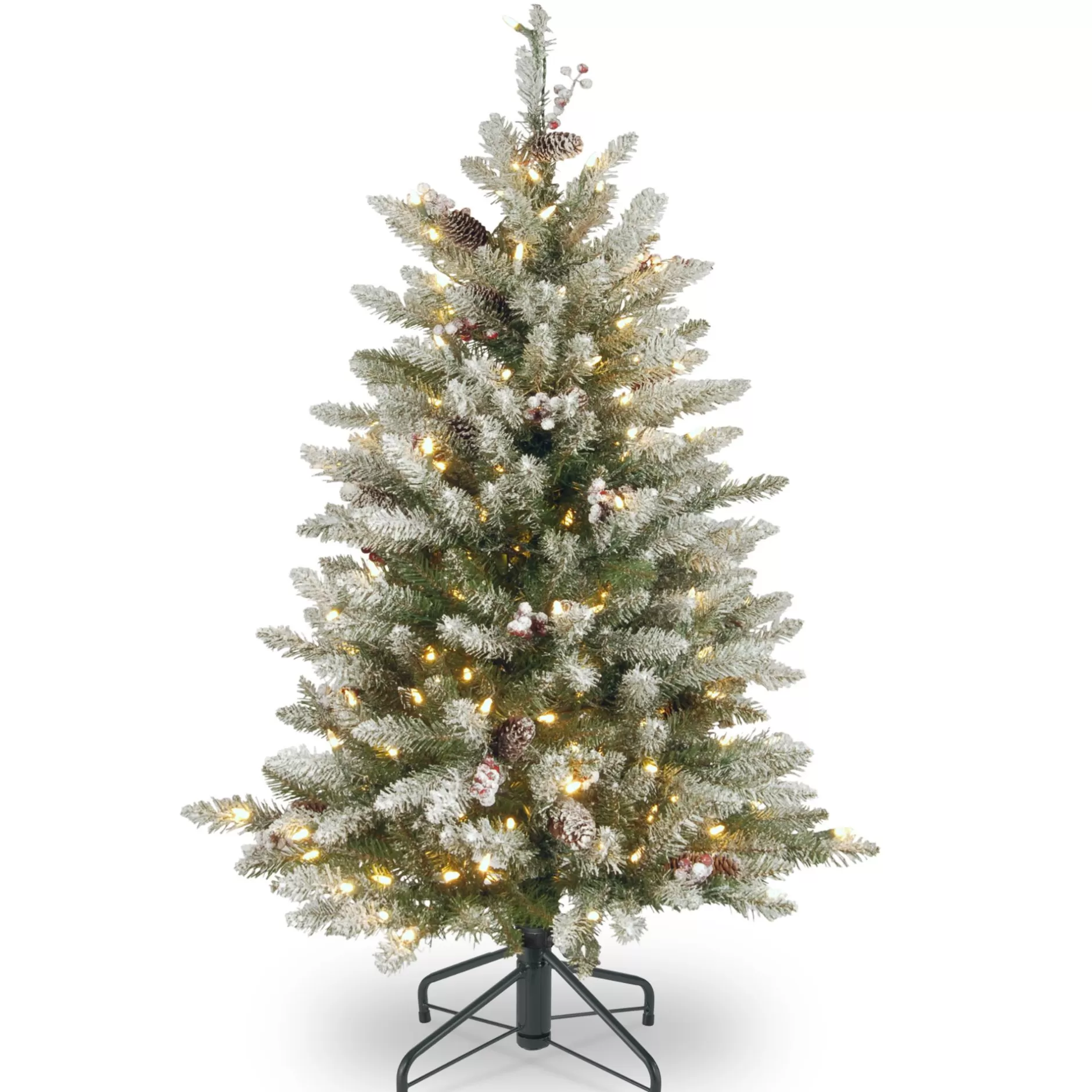 Shop 4.5' Dunhill Fir Artificial Christmas Tree With Red Berries - Clear Lights Pre-Lit