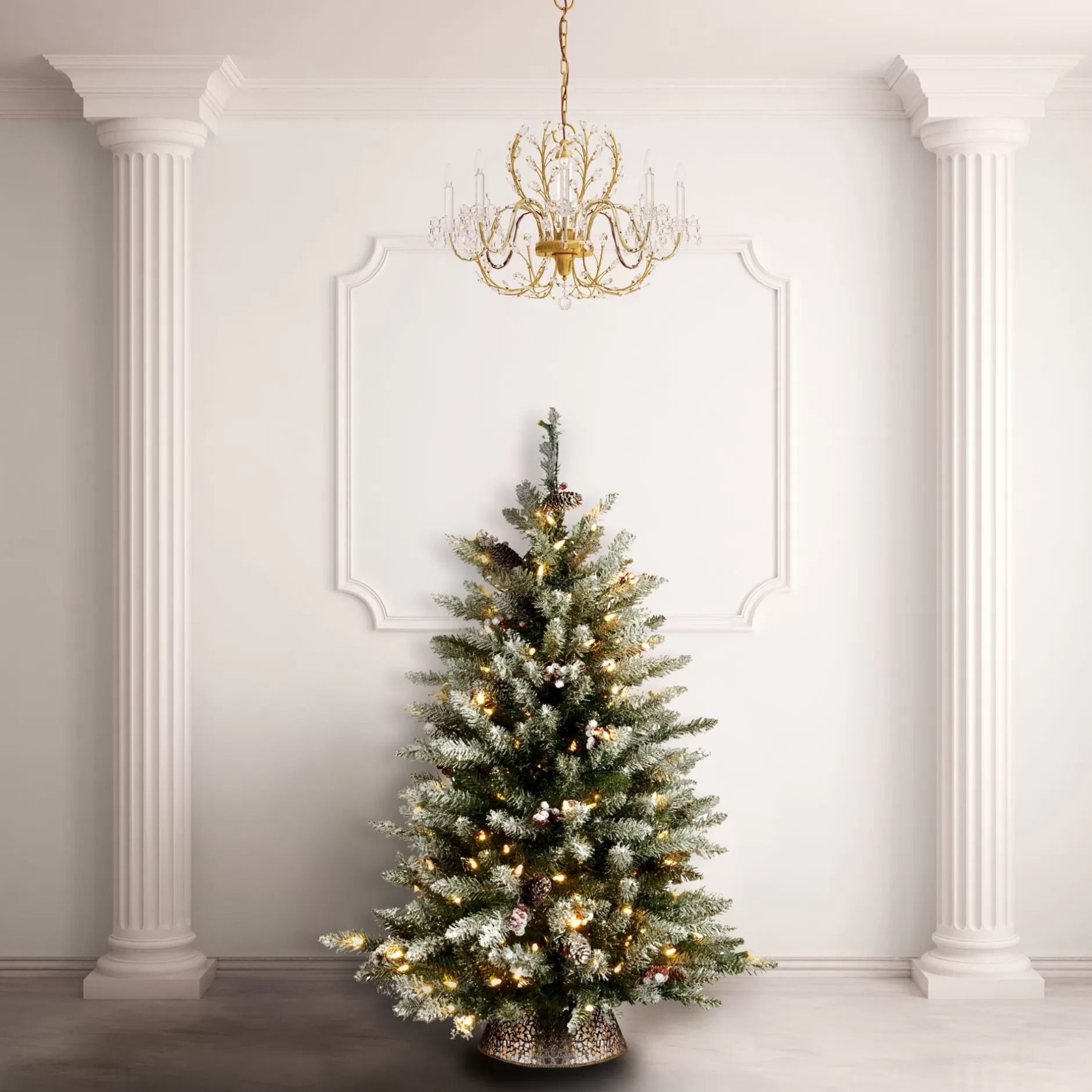 Shop 4.5' Dunhill Fir Artificial Christmas Tree With Red Berries - Clear Lights Pre-Lit