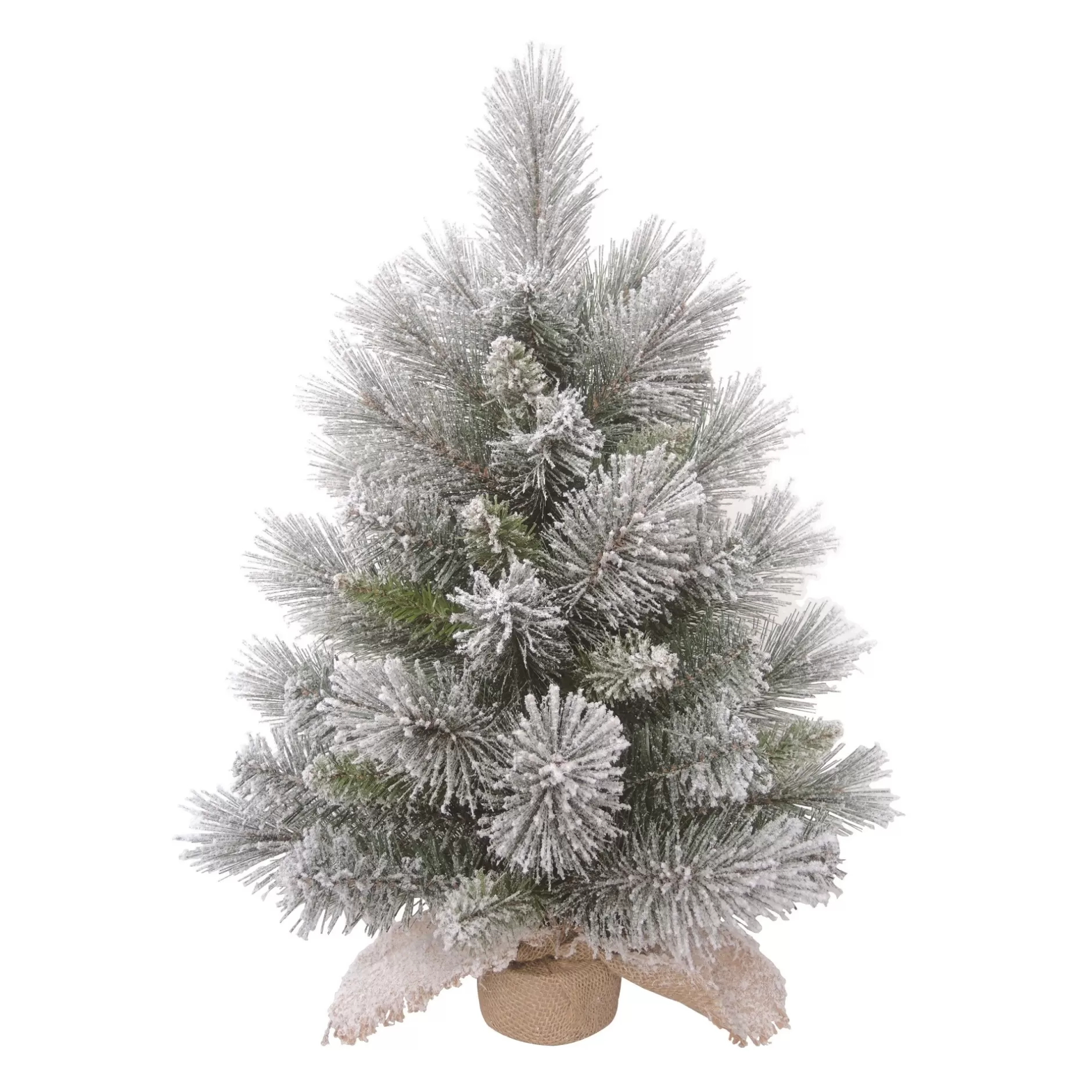 Best Sale 2" Frosted Artificial Christmas Tree In Bag Burlap Base, Unlit Flocked