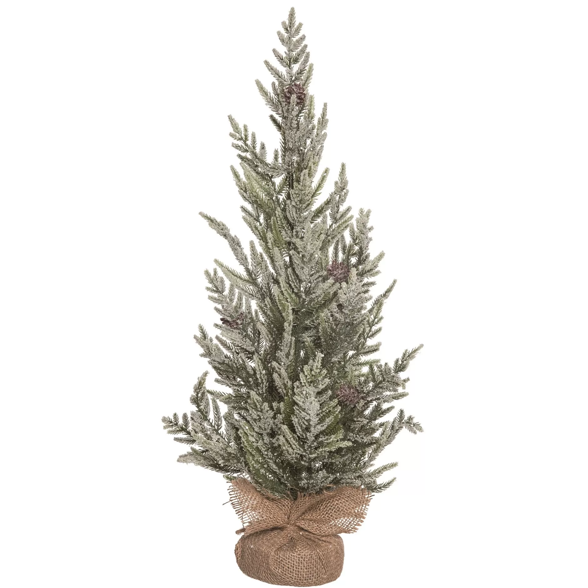 Cheap 2' Frosted Relaxed Leaf Artificial Christmas Tree With Burlap Base, Unlit Flocked