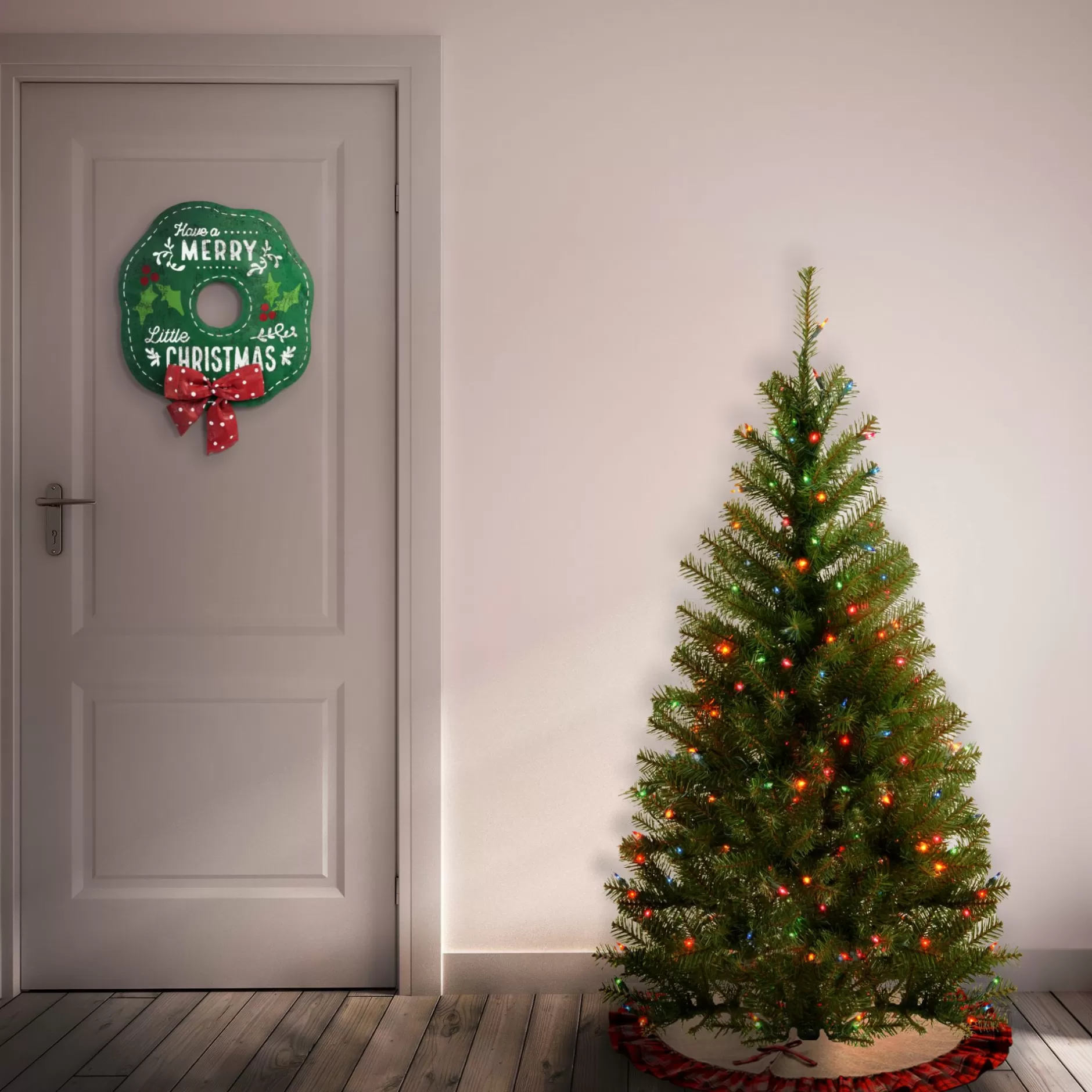 Best 4 Ft. Pre-Lit Aspen Spruce Artificial Christmas Tree - Multi-Color Lights Pre-Lit