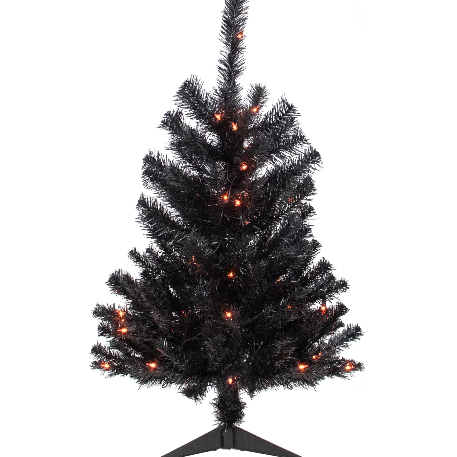 Best 3Ft Pre-Lit Black Noble Spruce Artificial Halloween Tree, Orange Lights Colorful