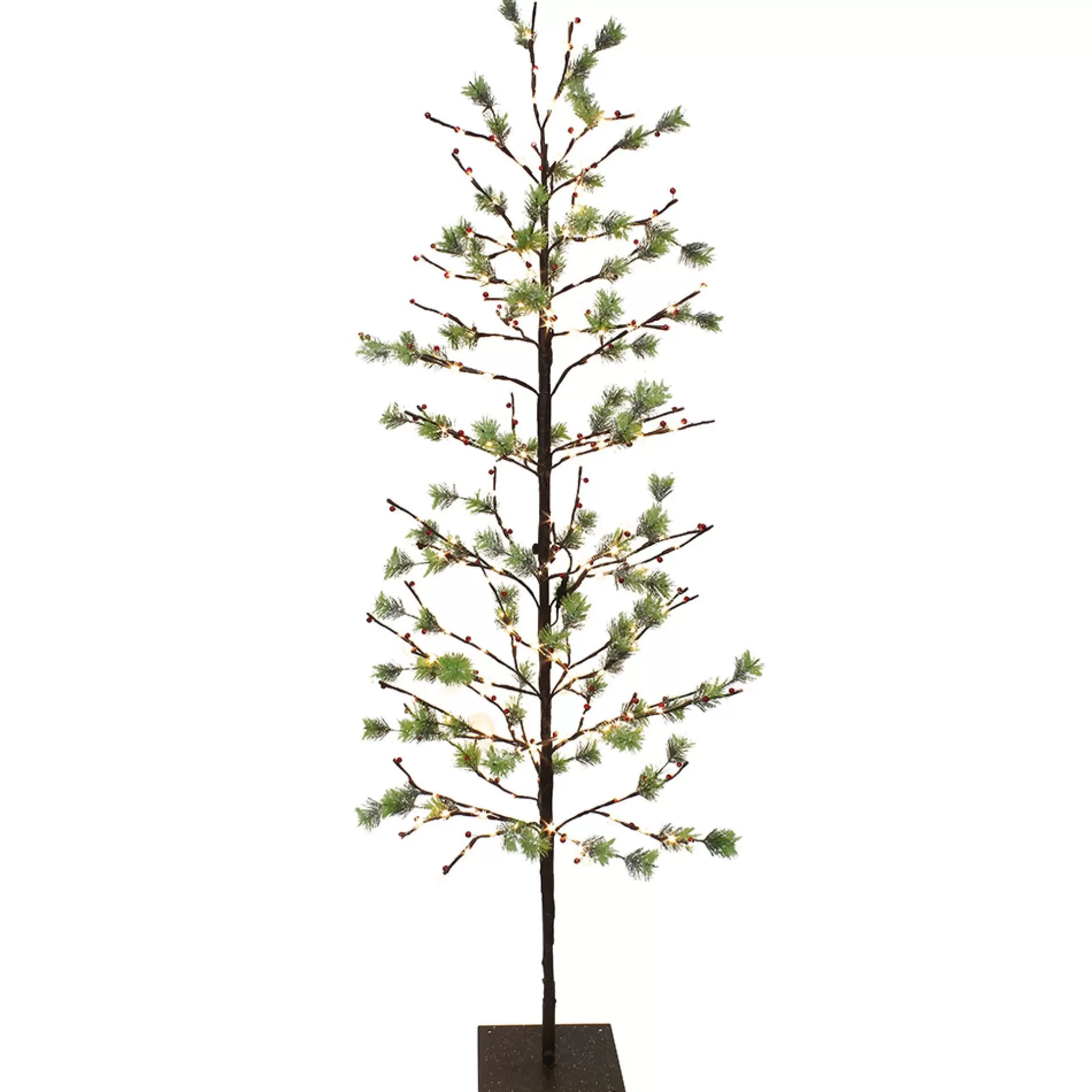 Store 6Ft Pre-Lit Pencil Fir Artificial Christmas Tree - Twinkling Warm White Led Lights Pre-Lit