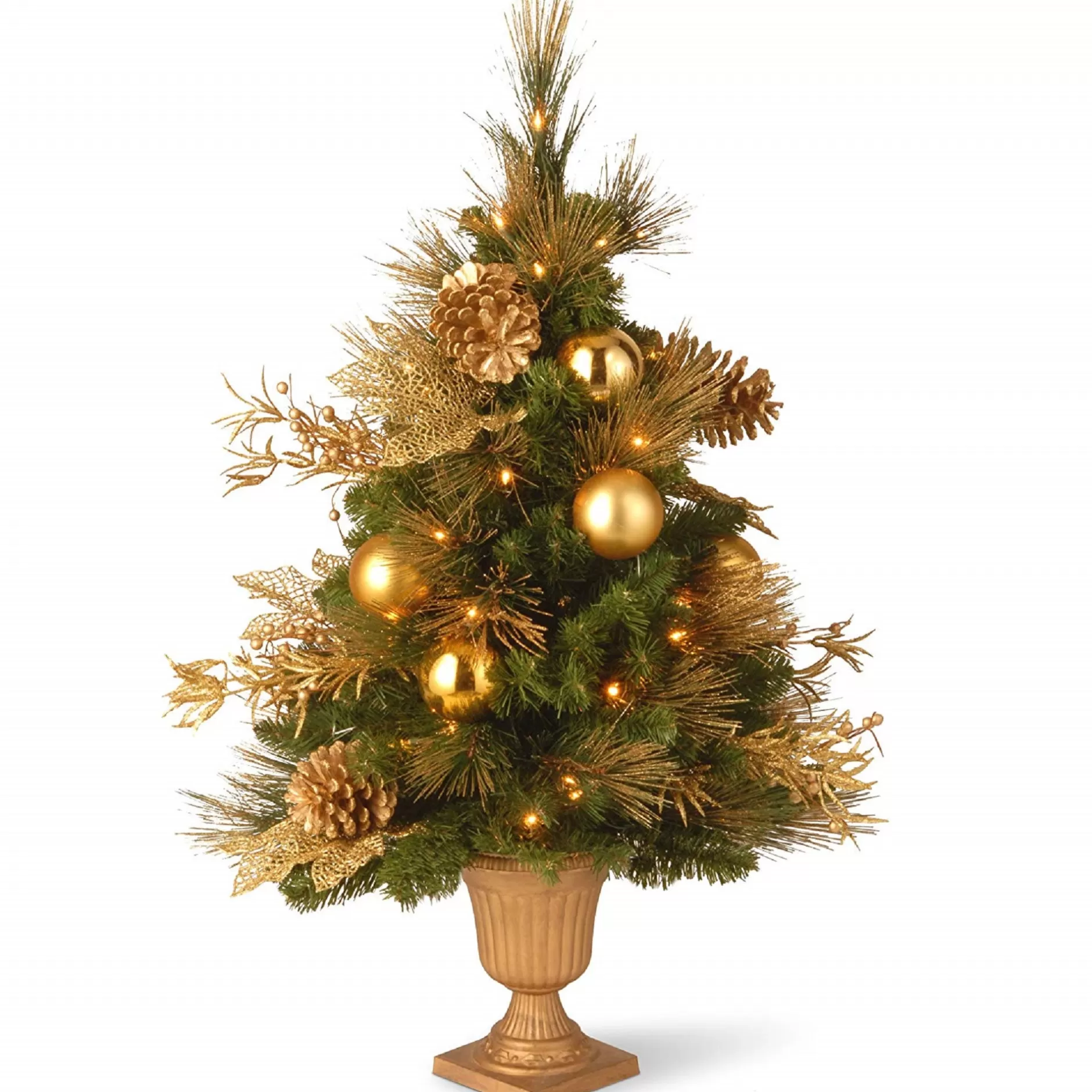 Shop 3 Ft. Pre-Lit Potted Artificial Entrance Christmas Tree - Clear Lights Pre-Lit