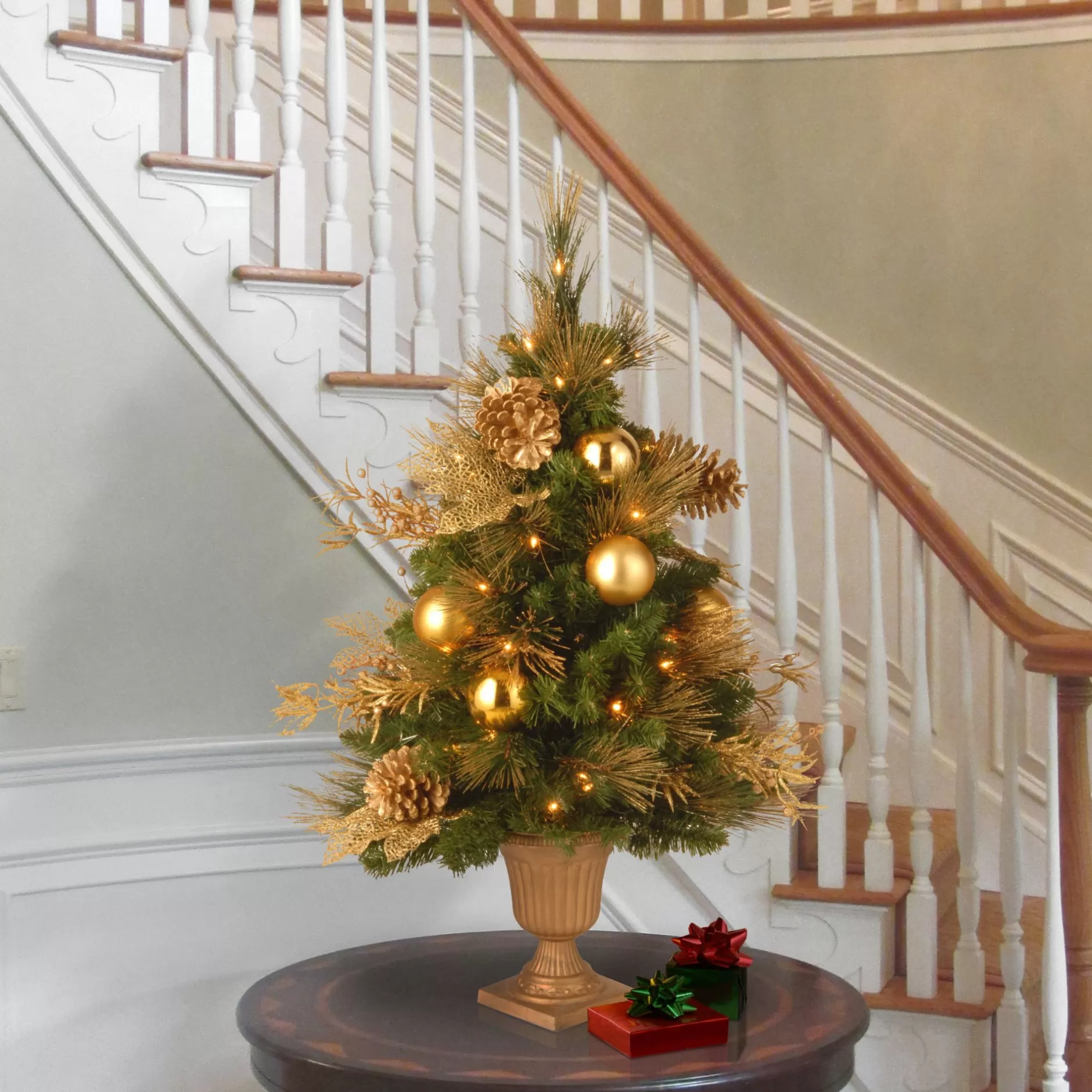 Shop 3 Ft. Pre-Lit Potted Artificial Entrance Christmas Tree - Clear Lights Pre-Lit