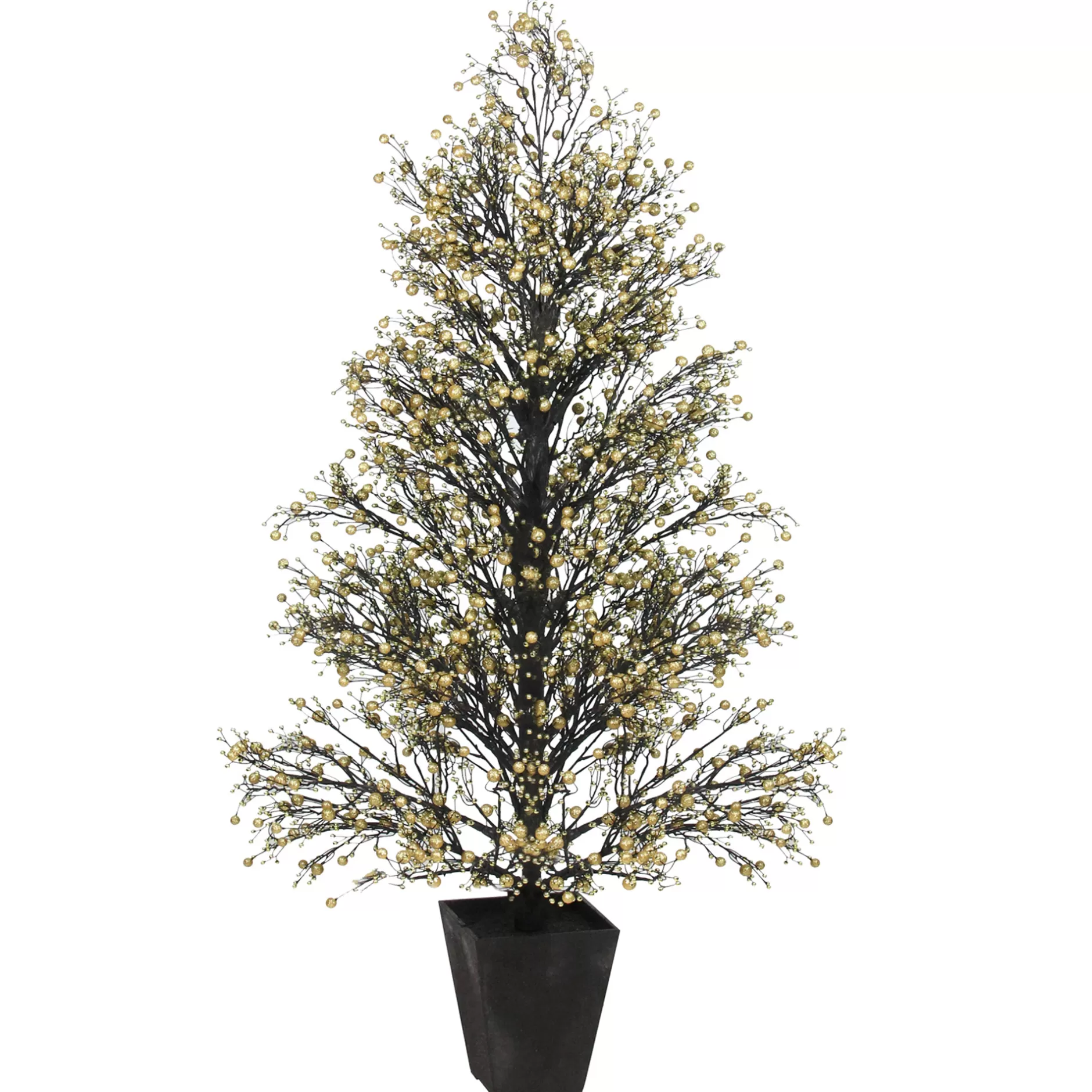 Best 4.25' Gold And Black Glittered Berry Artificial Christmas Topiary Tree - Unlit Colorful