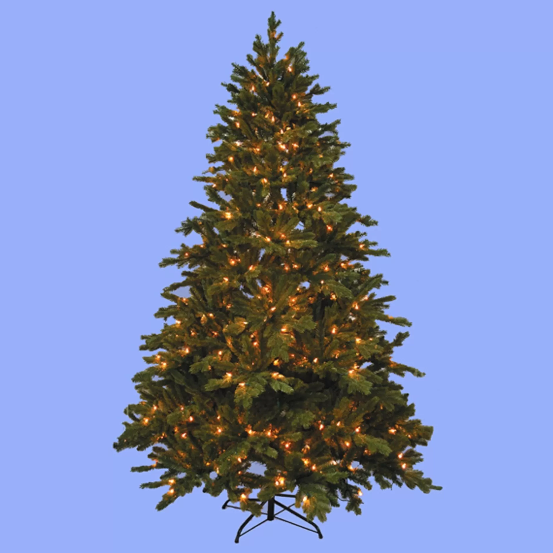 Cheap Green Artificial Pre-Lit Pe Christmas Tree With Led Lights And Metal Stand 7' Pre-Lit