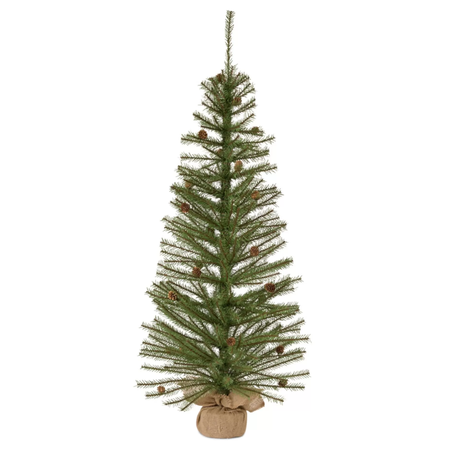 Fashion 48" Green Potted Artificial Christmas Tree With Burlap Base Potted