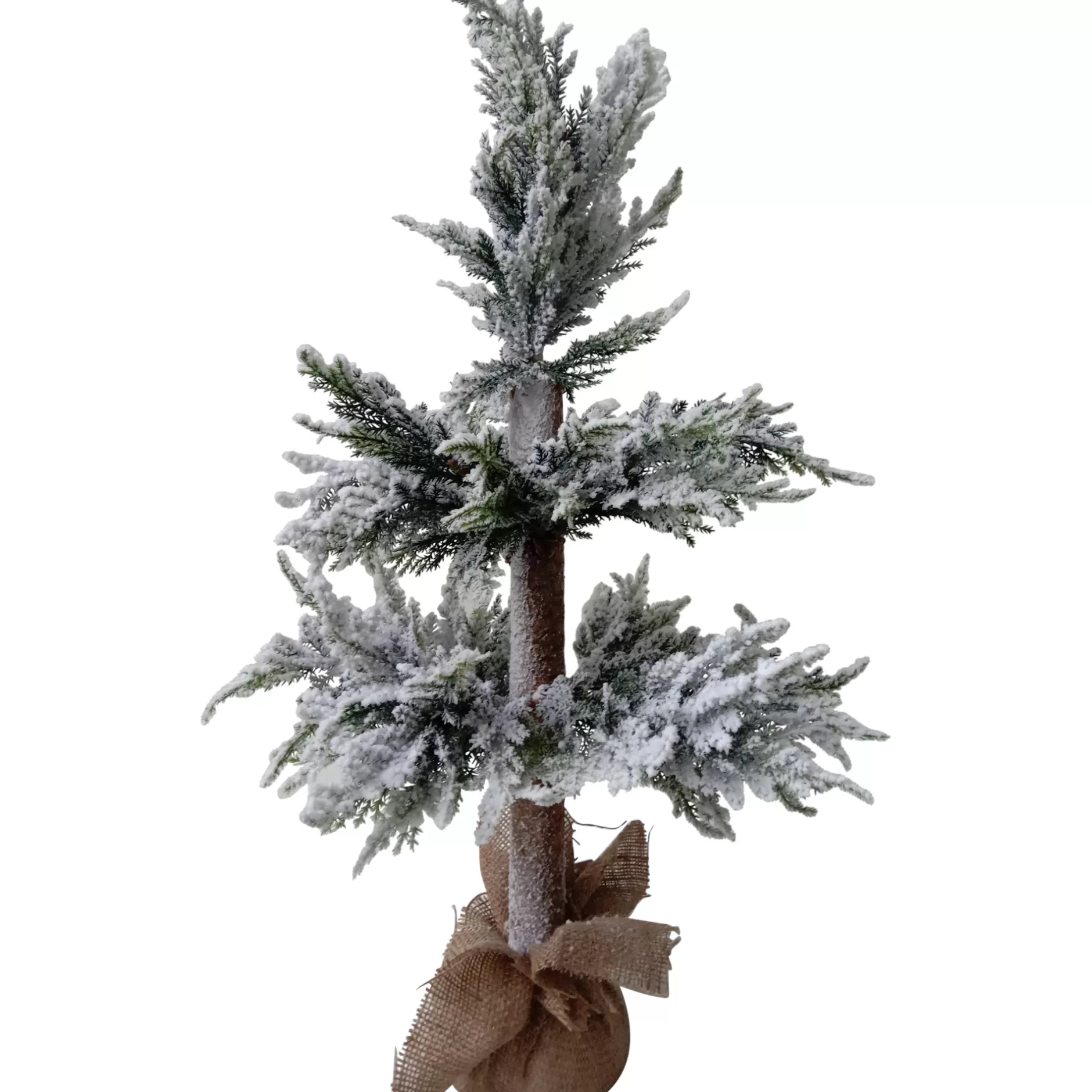 Flash Sale 27.5" Heavily Flocked Pine Christmas Tree In Natural Jute Base Flocked