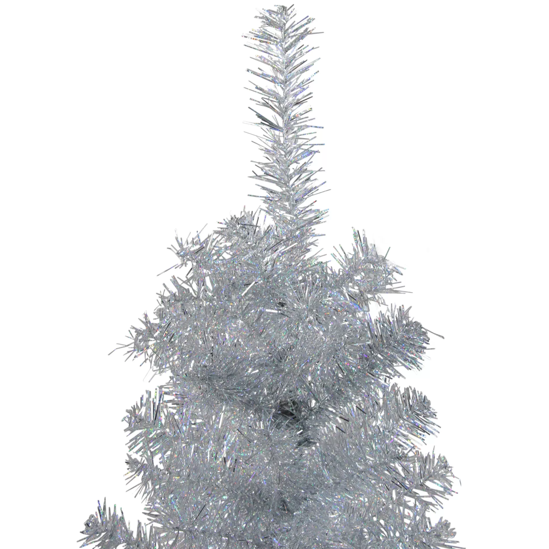 Flash Sale 4' Holographic Silver Tinsel Slim Artificial Christmas Tree - Unlit Colorful