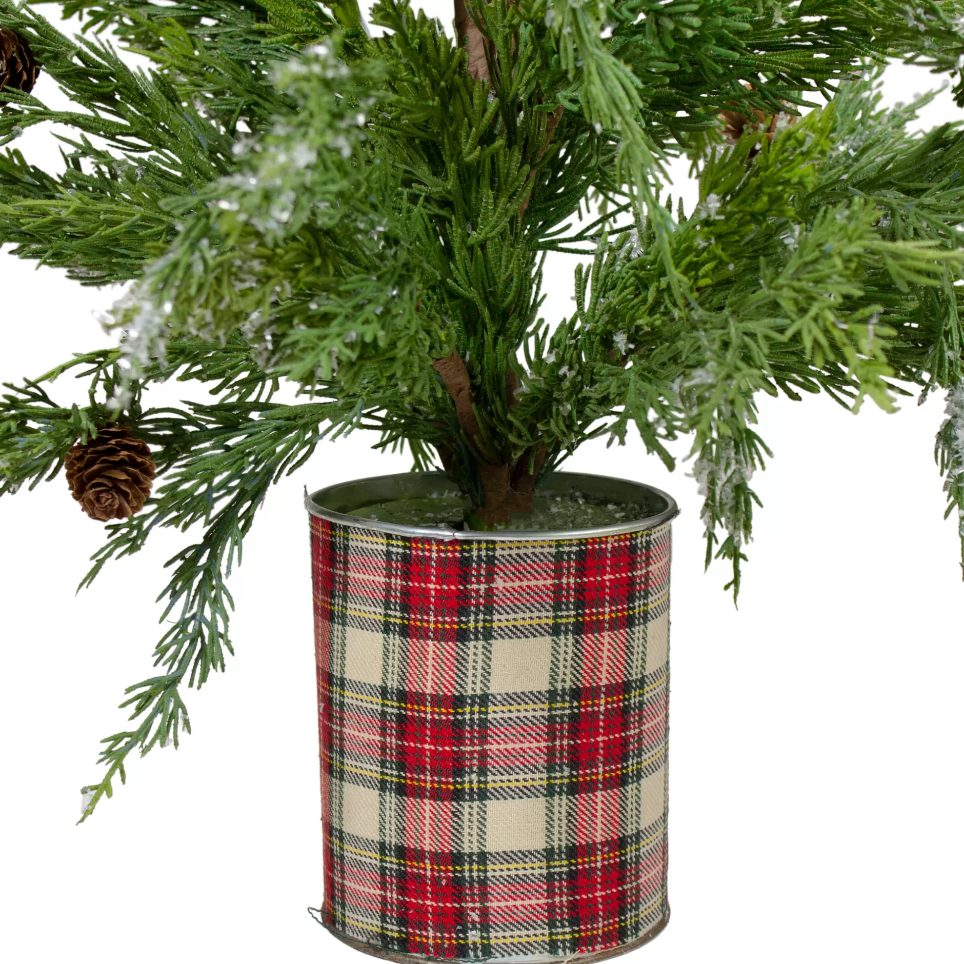 Best Sale 24" Iced Cedar Artificial Christmas Tree In Plaid Pot - Unlit Flocked