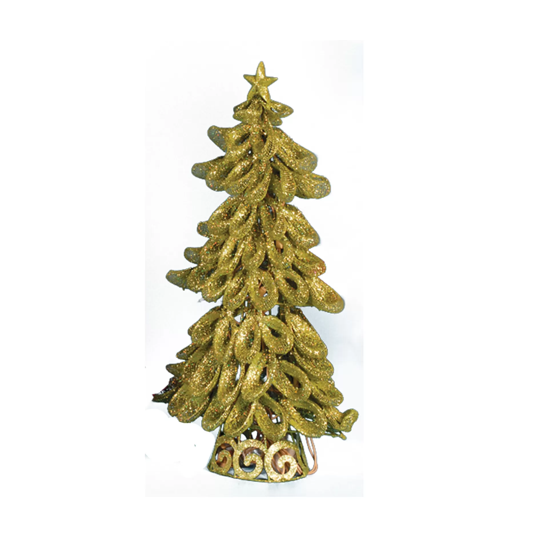 Discount 20" Kiwi Green Lighted Looped Glitter Christmas Tree Decoration Colorful