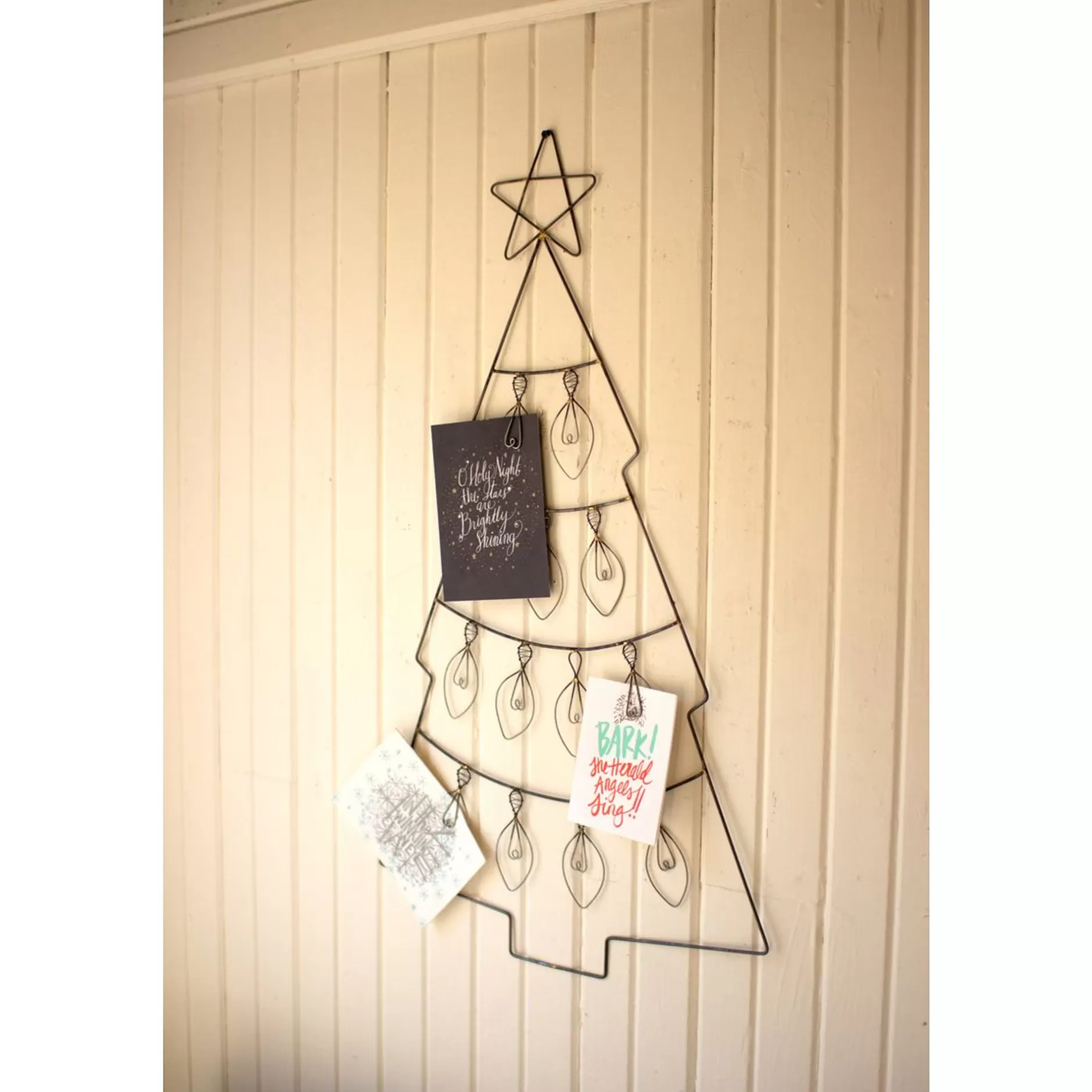 Fashion 14.5" Matte Black Hanging Wire Christmas Tree Card Holder Commercial