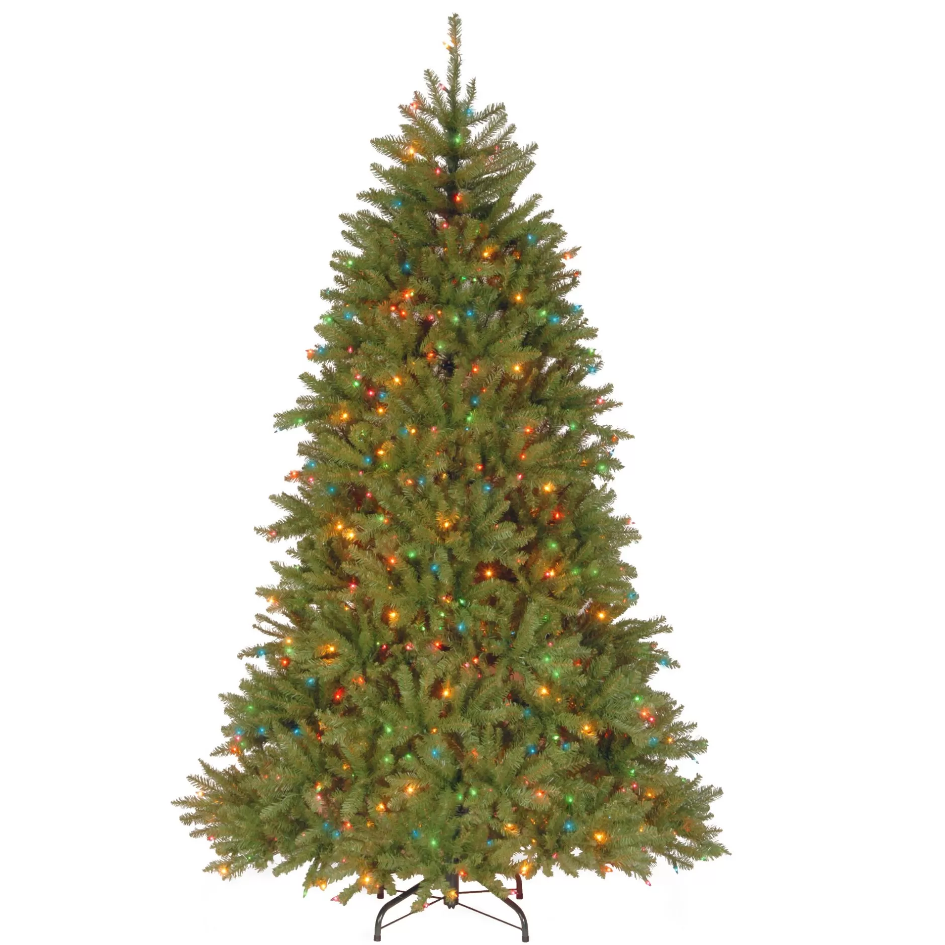 Cheap 7.5' Medium Profile Dunhill Fir Artificial Christmas Tree - Multi-Color Lights Pre-Lit