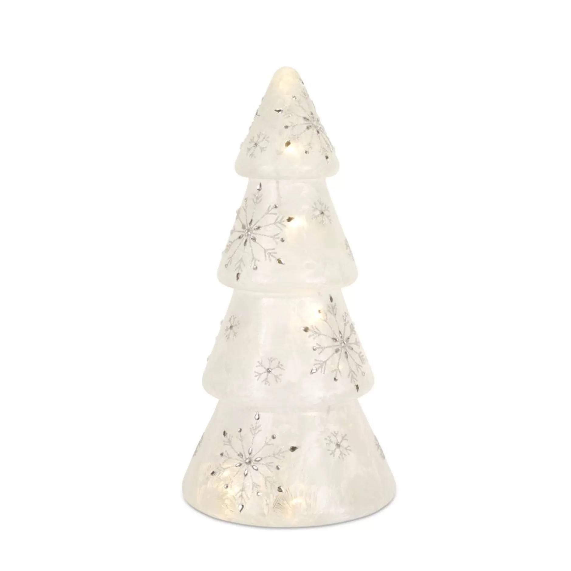 Clearance 19.5" Off-White Christmas Glass Tree With Snowflake Party Decorations Colorful