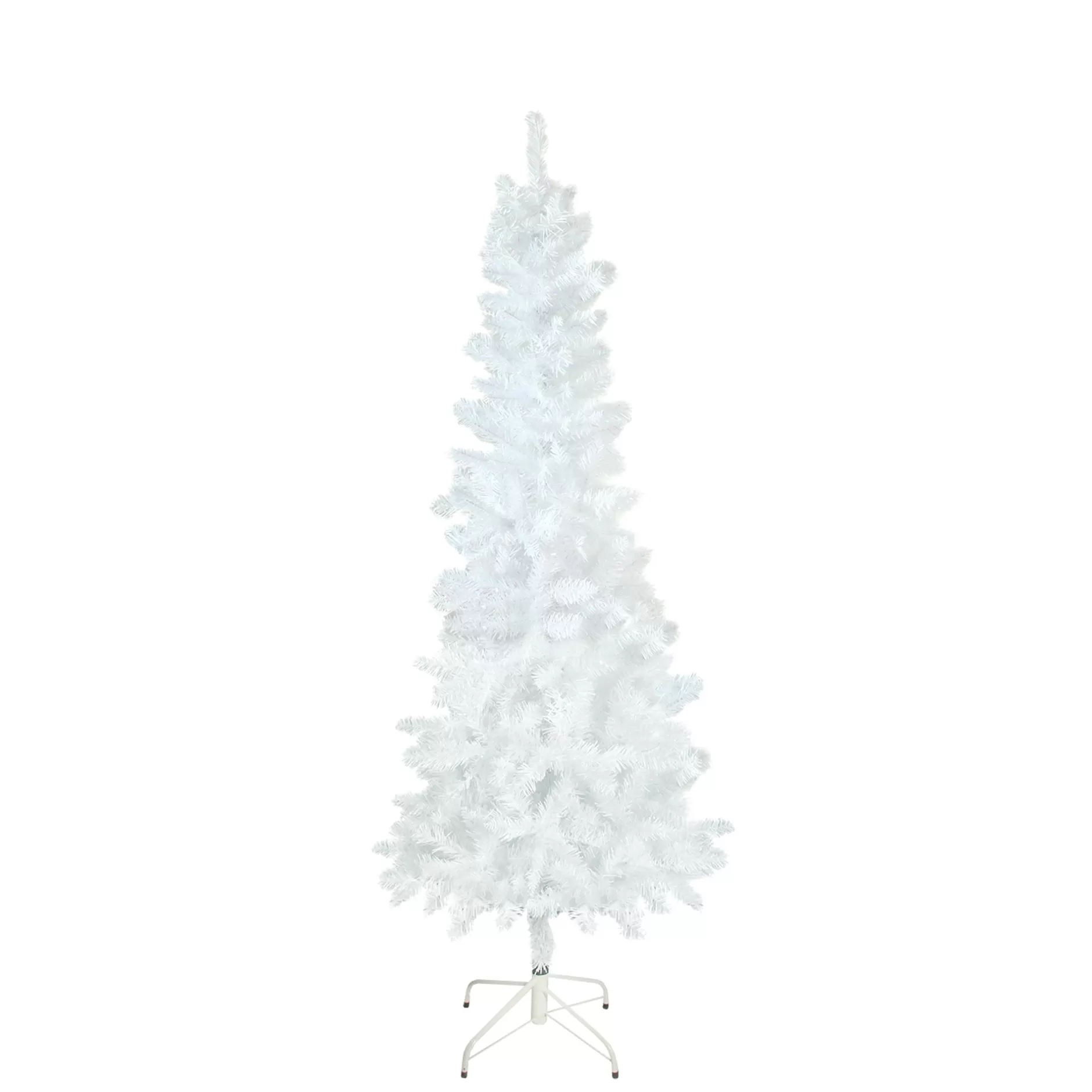 New 7.5' Pencil White Glimmer Iridescent Spruce Artificial Christmas Tree, Unlit Colorful