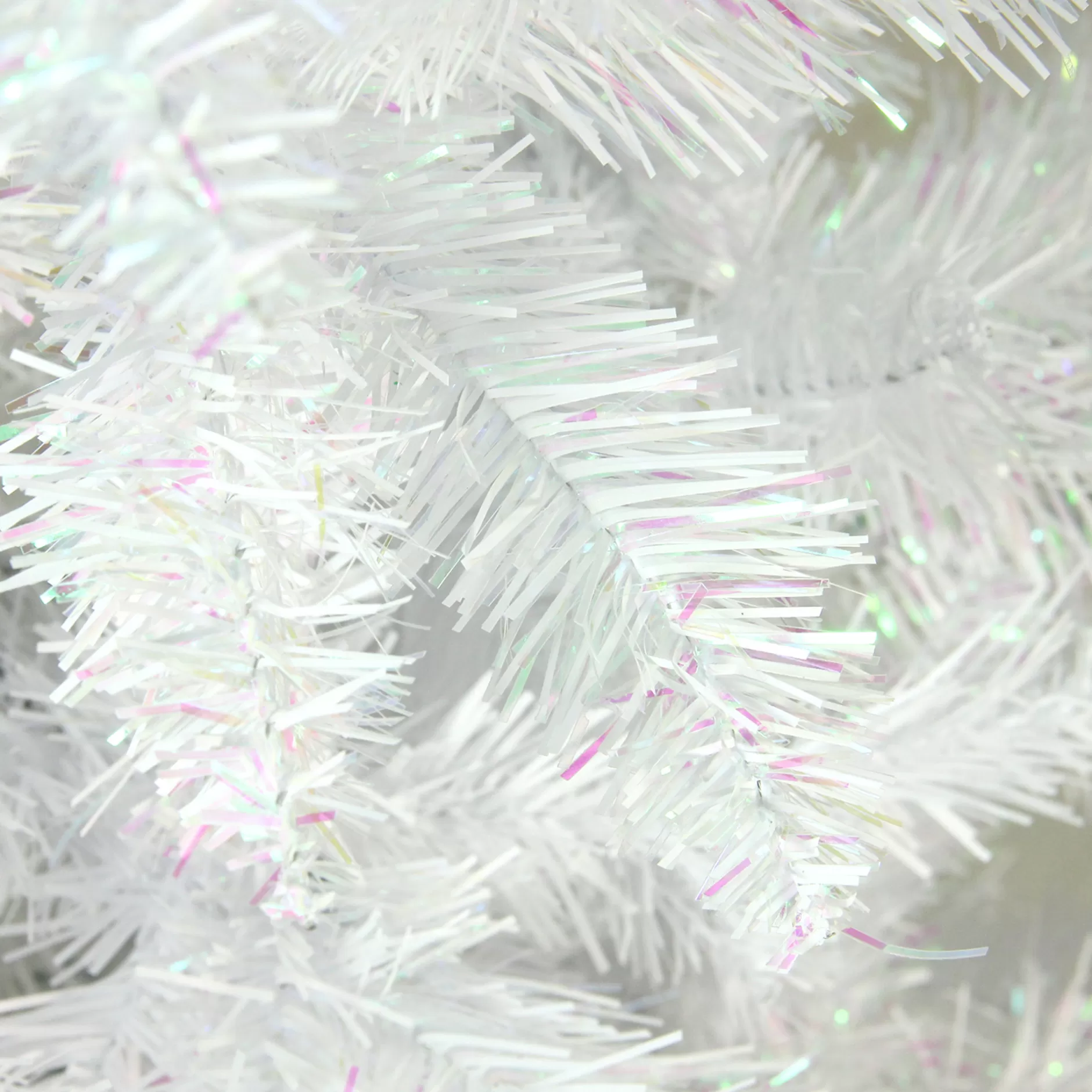 New 7.5' Pencil White Glimmer Iridescent Spruce Artificial Christmas Tree, Unlit Colorful