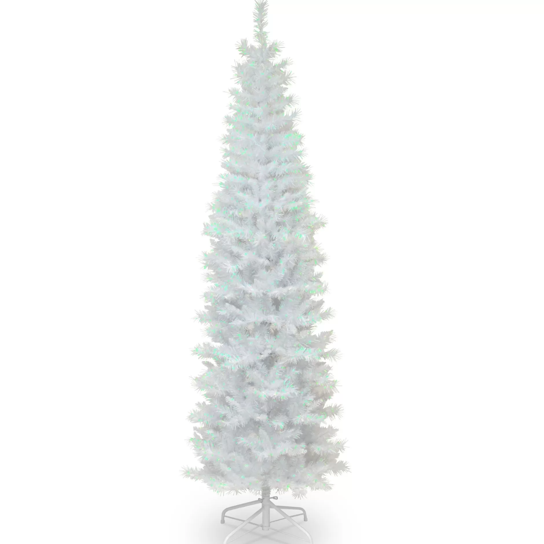 Flash Sale 7' Pencil White Iridescent Tinsel Artificial Christmas Tree, Unlit Colorful