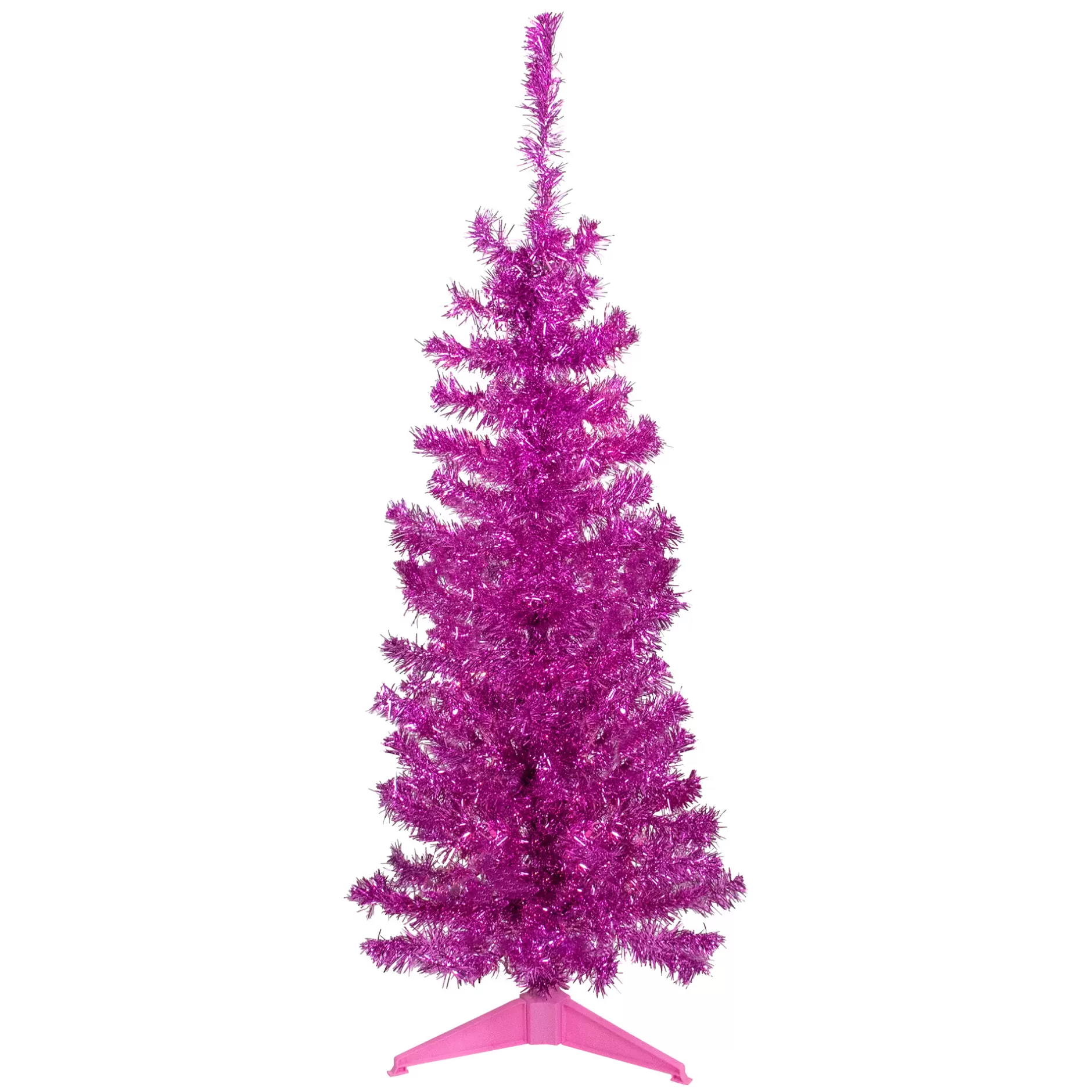 Online 4' Pink Artificial Tinsel Christmas Tree, Unlit Colorful