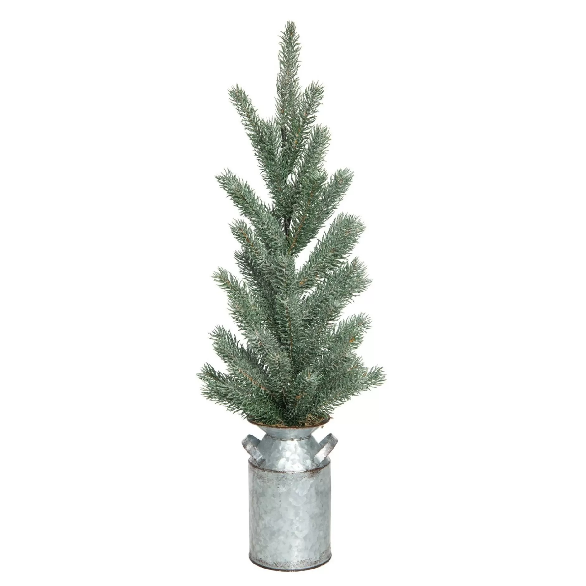 Best 24" Potted Artificial Christmas Tree In Galvanized Milk Jug, Unlit Potted