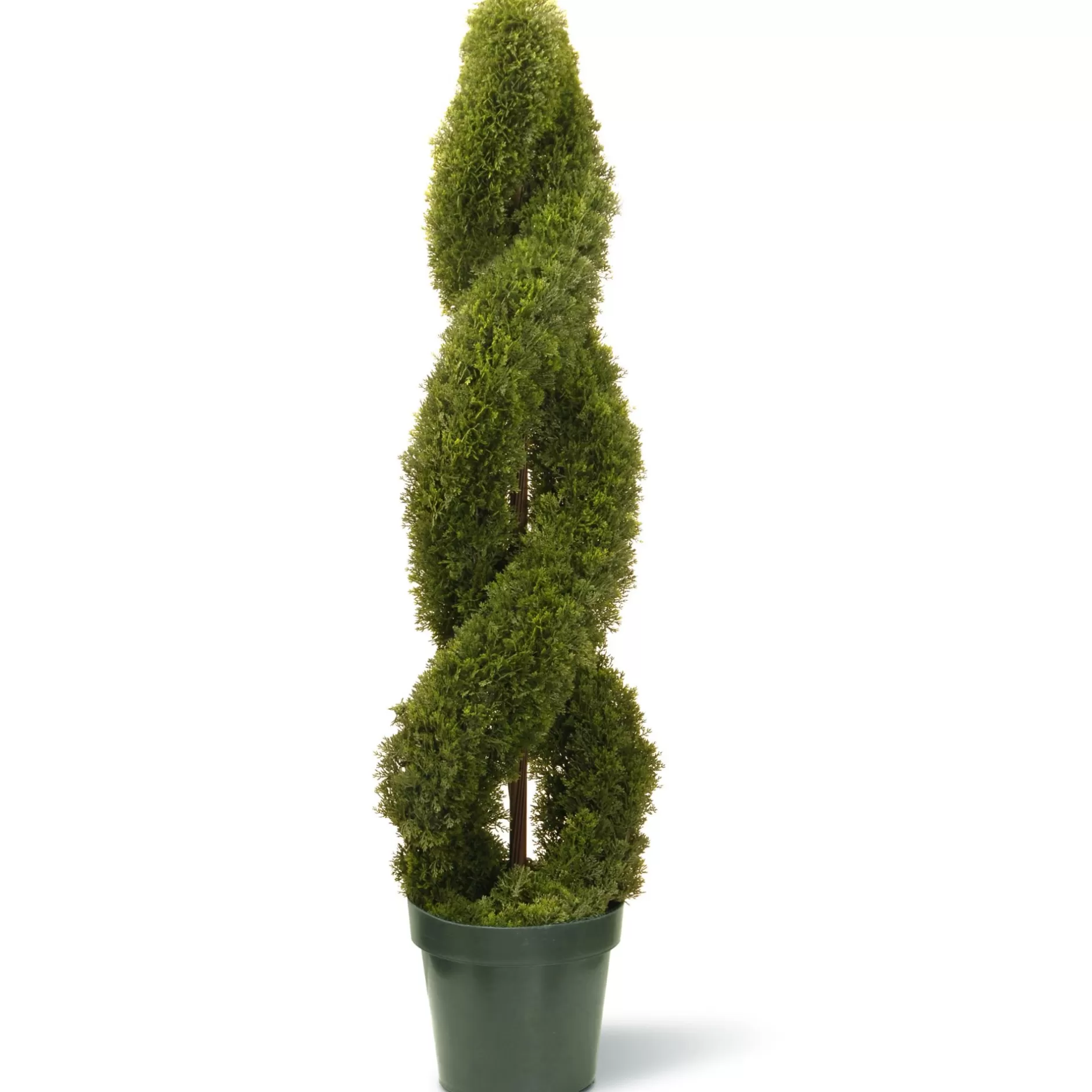 Discount 4' Potted Artificial Double Spiral Cedar Topiary Tree Potted