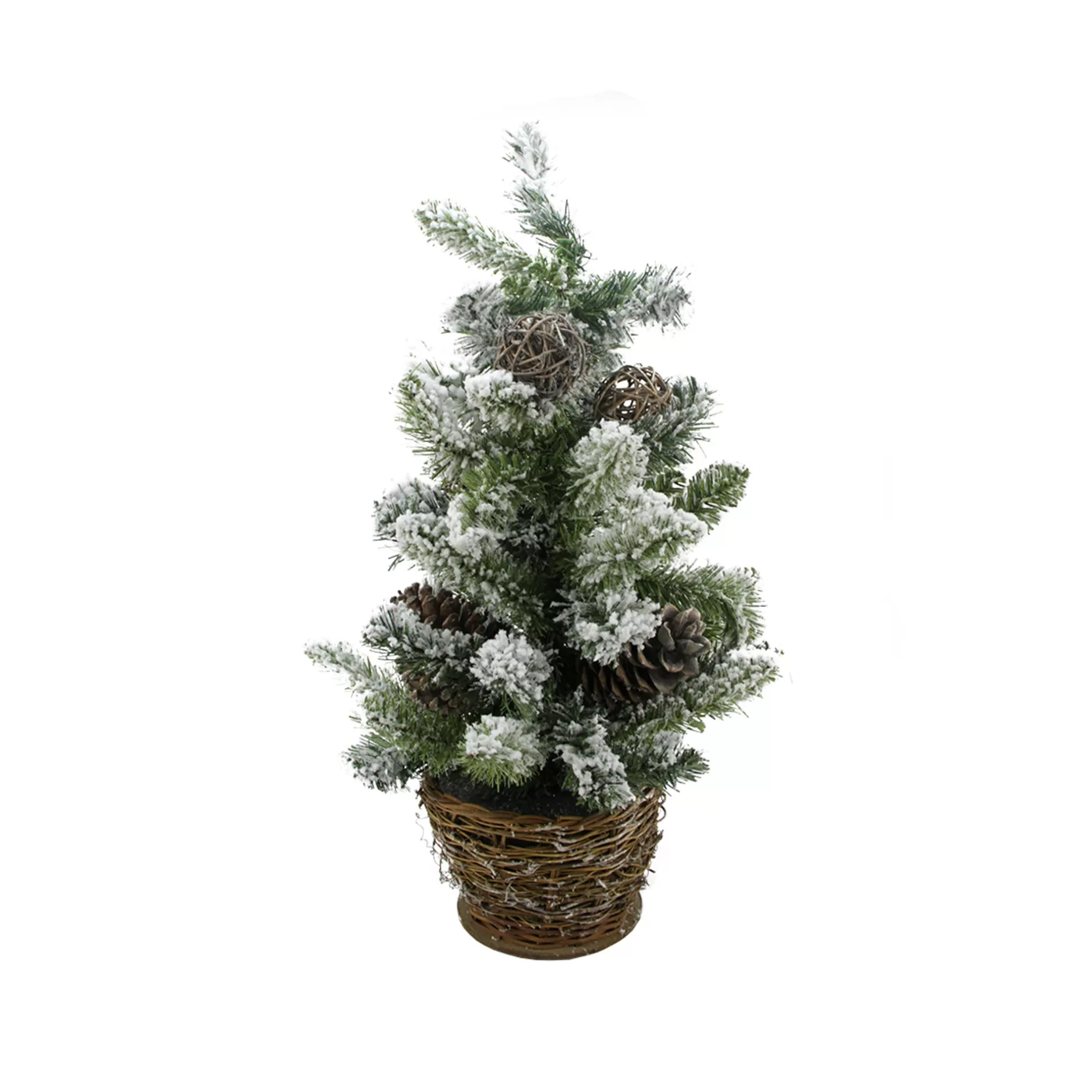 Best 2' Potted Flocked Pine Artificial Christmas Tree Slim With Wicker Base - Unlit - 31461957 Potted