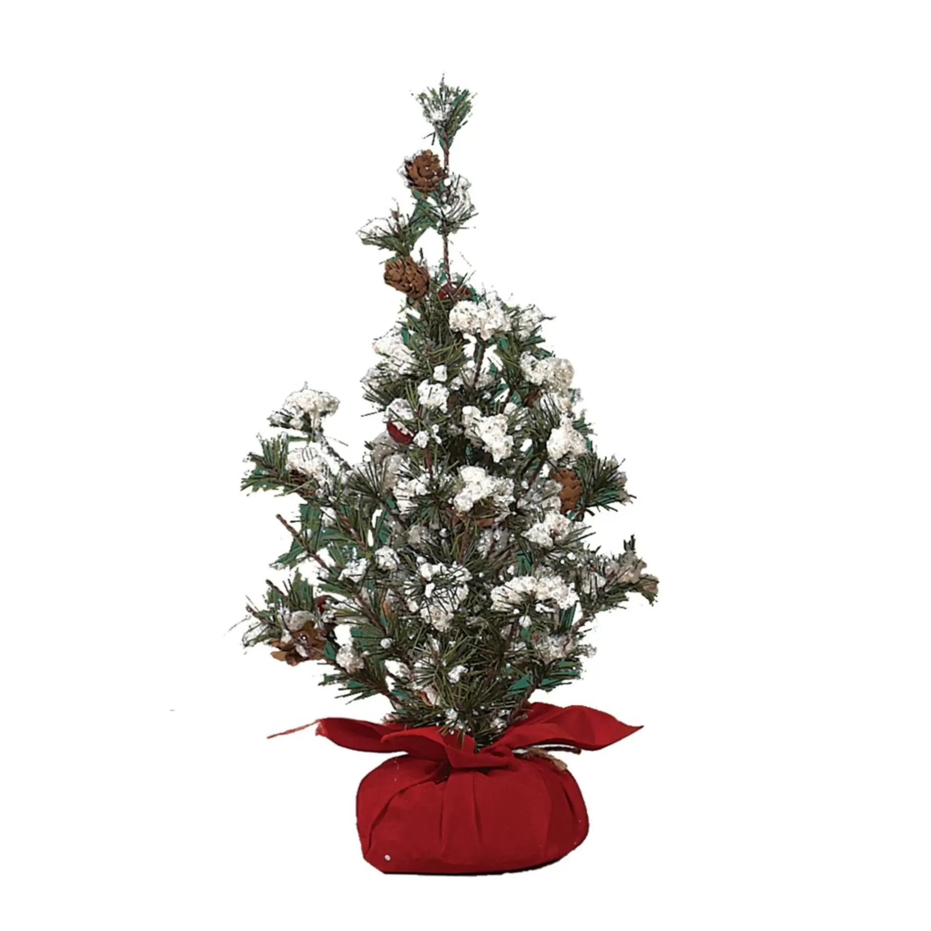 Hot 1' Potted Gift Bag With Berries Artificial Christmas Tree, Unlit Potted