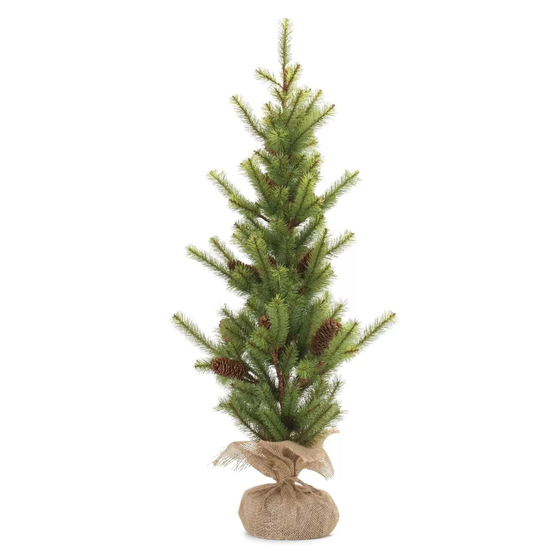 Hot 3' Potted Pine Artificial Christmas Tree With Burlap Base, Unlit Potted