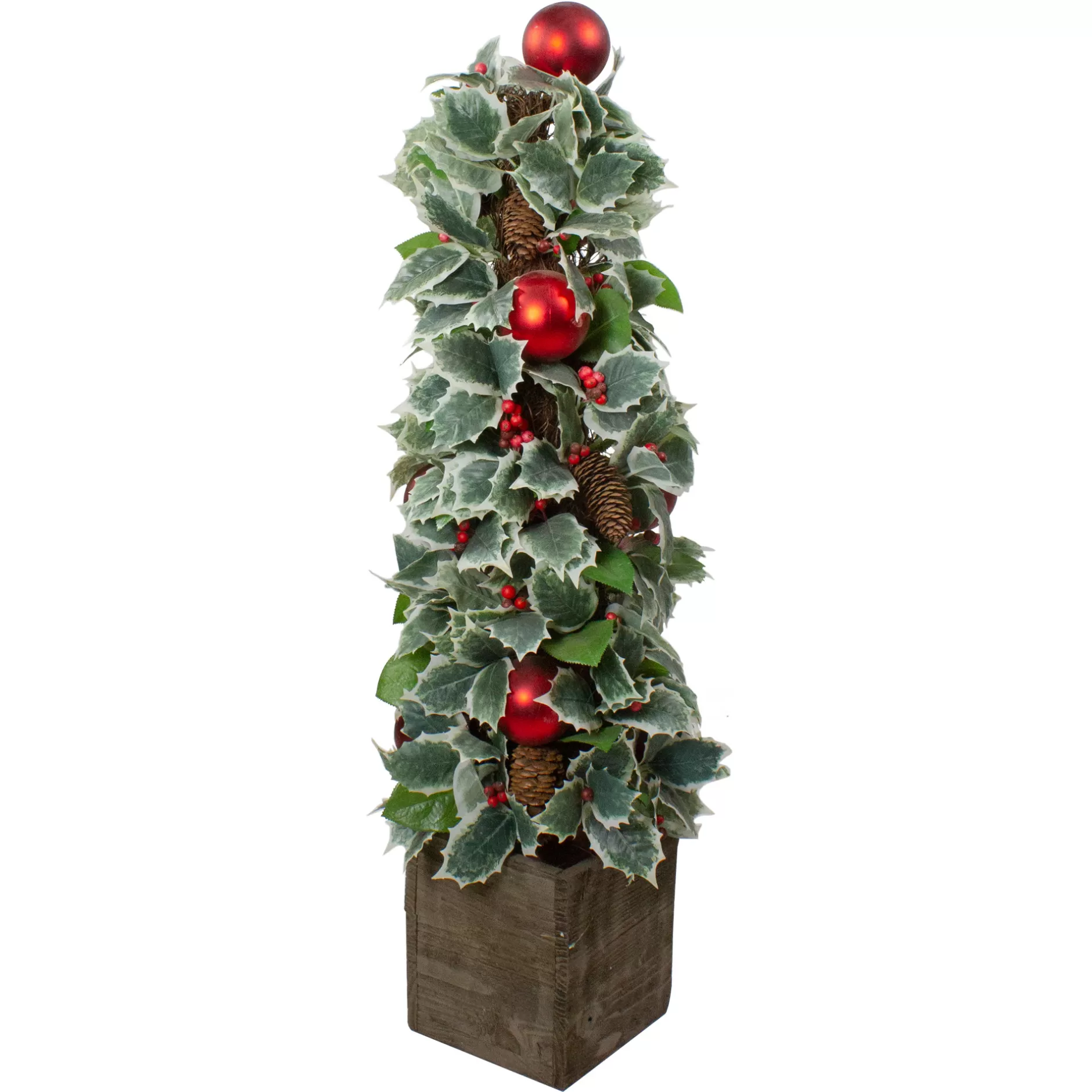 Store 2.75' Potted Pine Cone And Berry Holly Pencil Artificial Christmas Tree - Unlit Potted