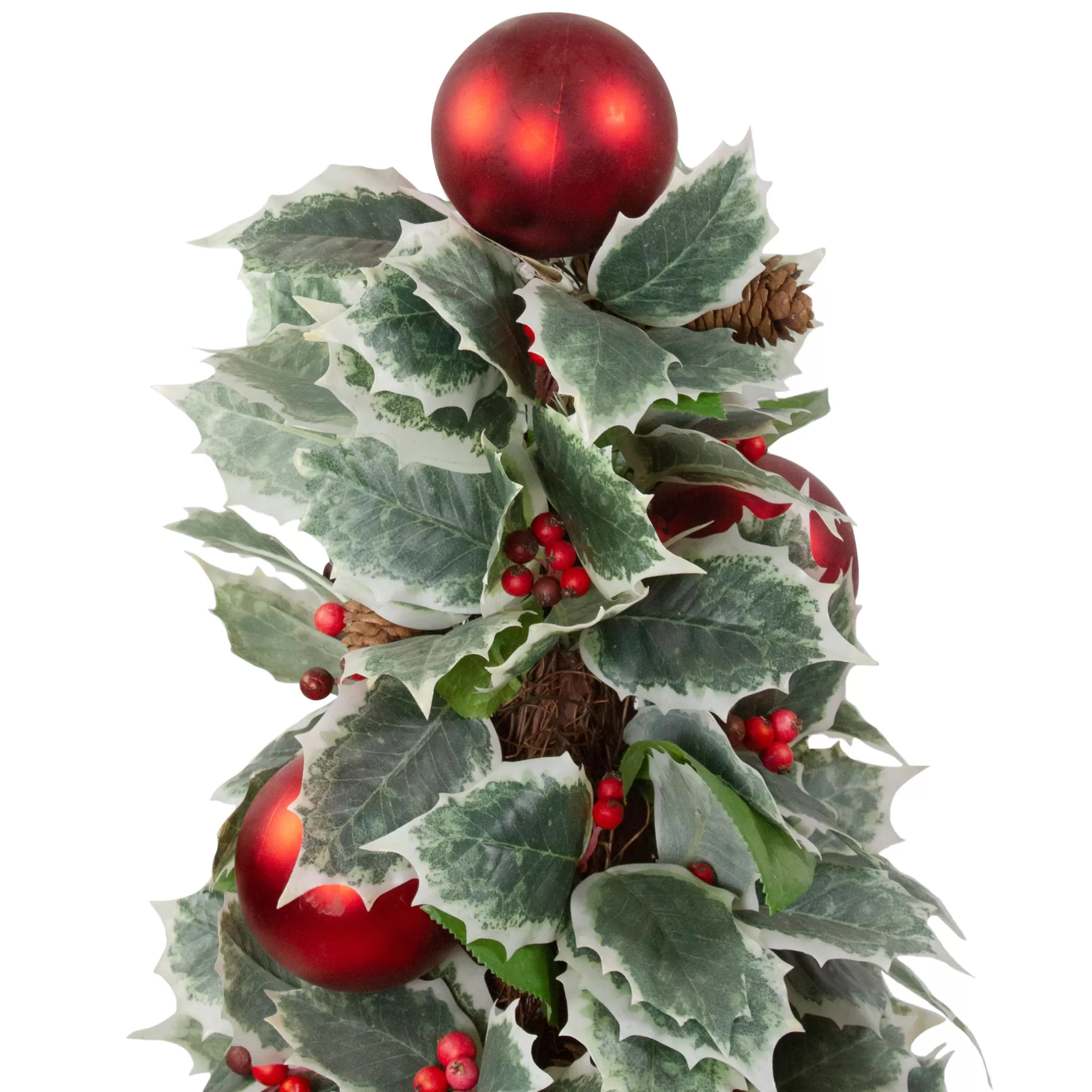 Store 2.75' Potted Pine Cone And Berry Holly Pencil Artificial Christmas Tree - Unlit Potted