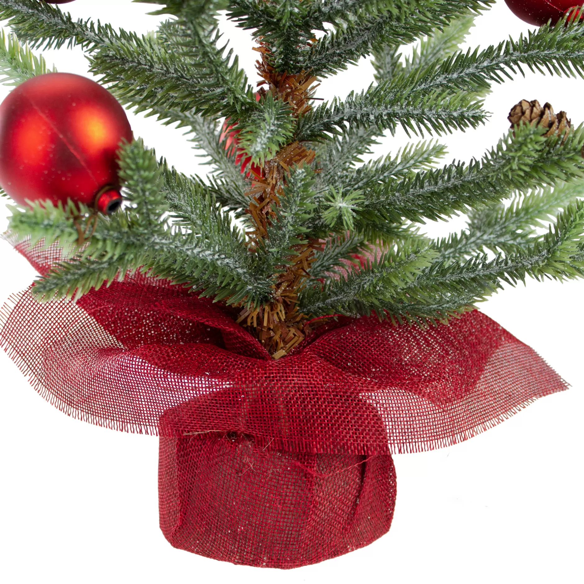 Best 18" Potted Pine With Red Ornaments Medium Artificial Christmas Tree – Unlit Potted