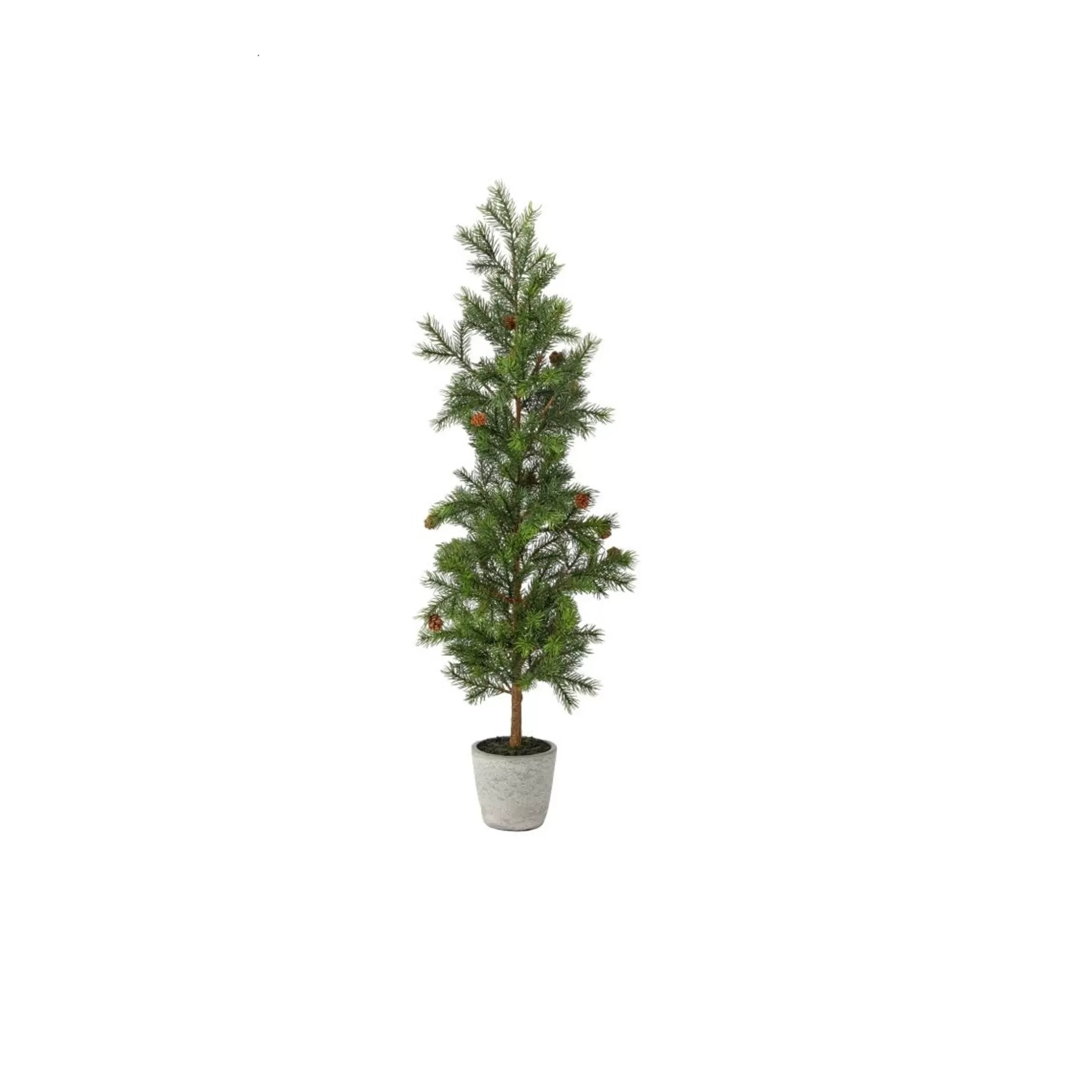Best 3' Potted Princess Pine Pencil Artificial Christmas Tree With Pinecones, Unlit Potted
