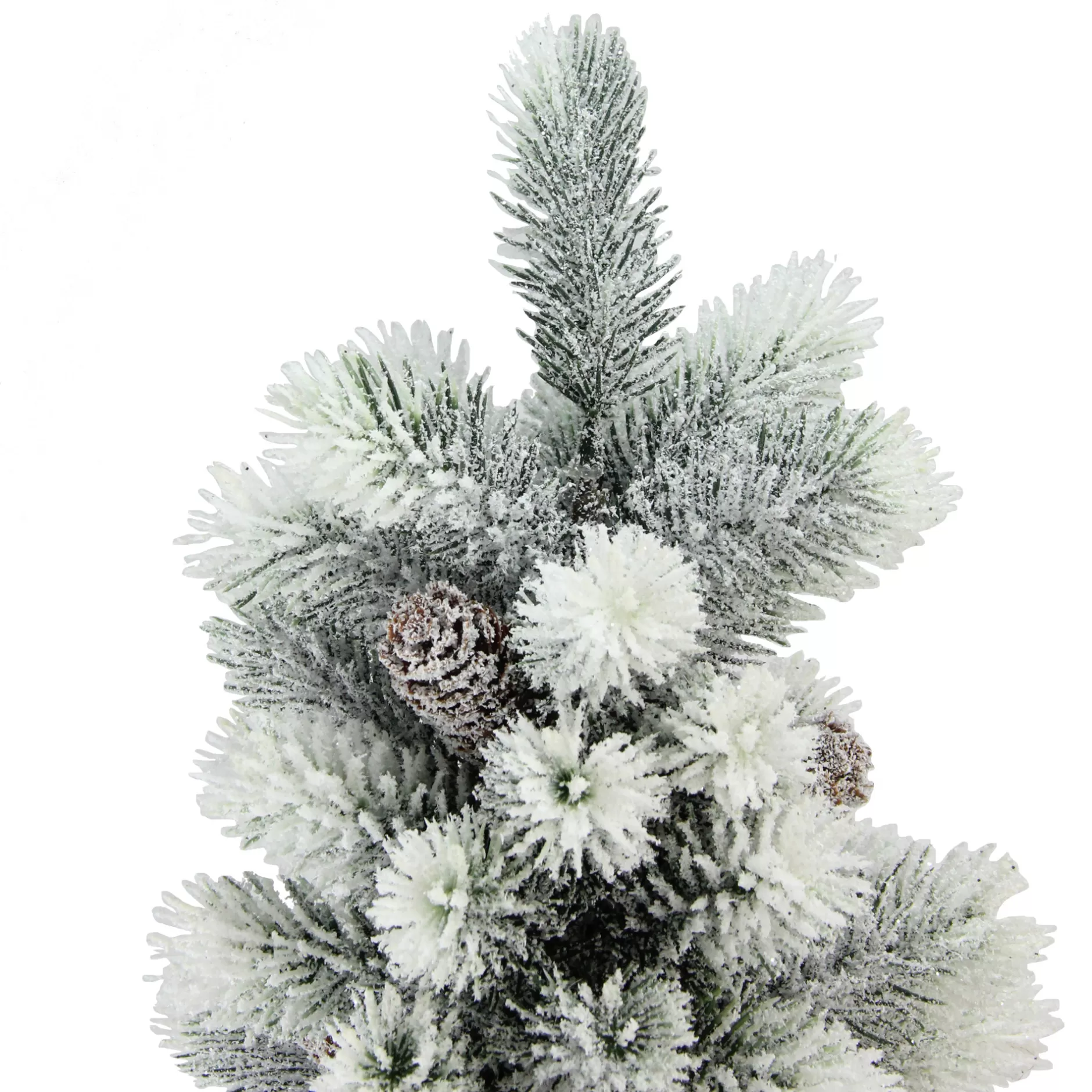 Best 19" Potted Slim Flocked Mini Pine Artificial Christmas Tree In Burlap Base - Unlit Flocked