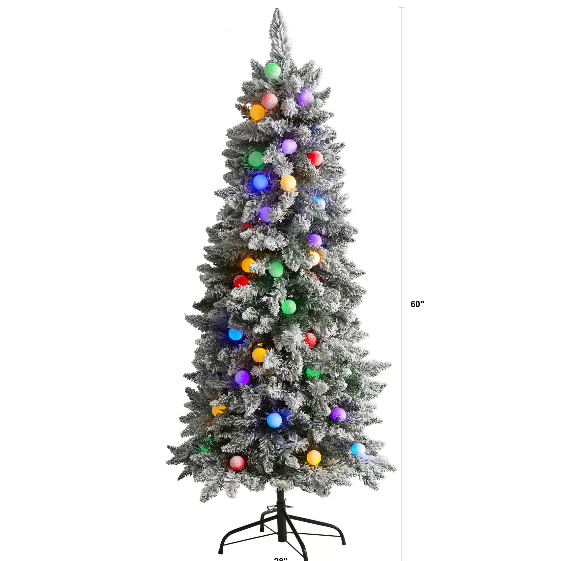 Cheap 5' Pre-Lit Artificial Flocked British Columbia Fir Christmas Tree, Multicolor Lights Pre-Lit