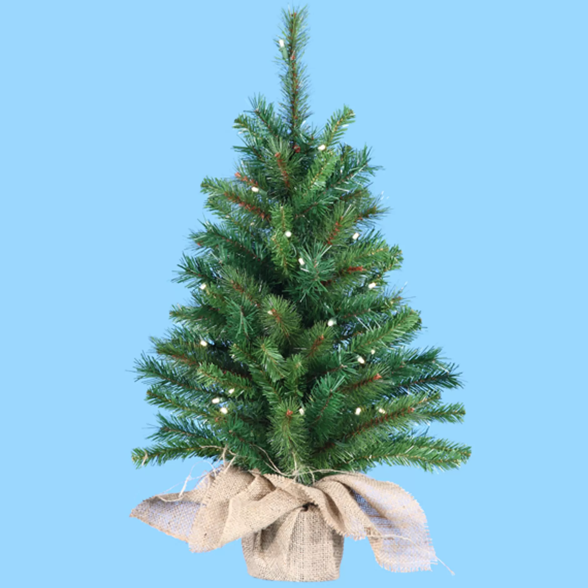 Flash Sale 2.5' Pre-Lit Artificial Pine Christmas Tree In Burlap Bag - Clear Lights Pre-Lit